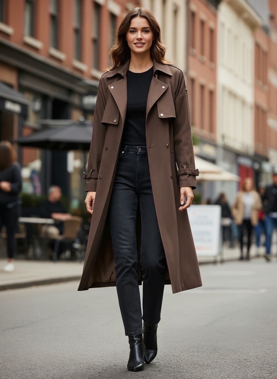 Découvrez le trench idéal : une pièce iconique qui allie élégance, modernité et confort. Sa coupe longue et structurée met naturellement la silhouette en valeur, tandis que son double boutonnage et son rabat tempête apportent une touche de sophistication. Grâce à sa ceinture ajustable et à ses finitions impeccables, ce trench devient l’atout parfait pour sublimer chaque tenue, du matin jusqu’au soir.