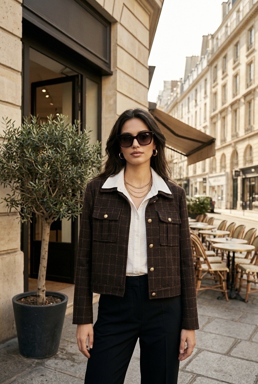 Grossiste SOKY & SOKA - Veste femme courte à carreaux