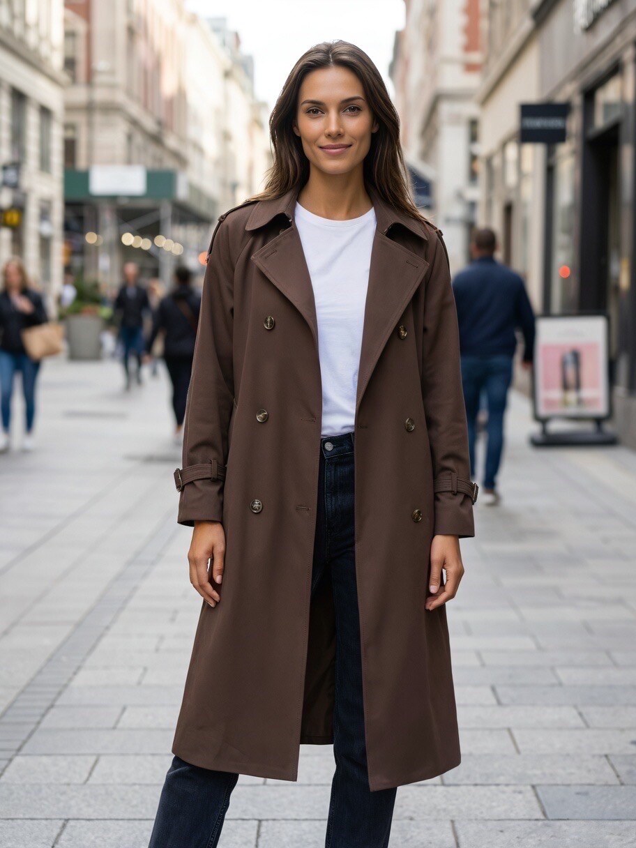 Ce trench-coat intemporel présente une coupe longue et raffinée qui met en valeur la silhouette tout en offrant un confort optimal. Conçu dans un tissu lisse et résistant, il dispose d’une double rangée de boutons, d’une ceinture ajustable pour souligner la taille et de pattes d’épaule pour une touche de sophistication. Les poignets réglables et le rabat tempête à l’arrière renforcent son style emblématique. Un modèle polyvalent et chic, idéal pour compléter toutes vos tenues.