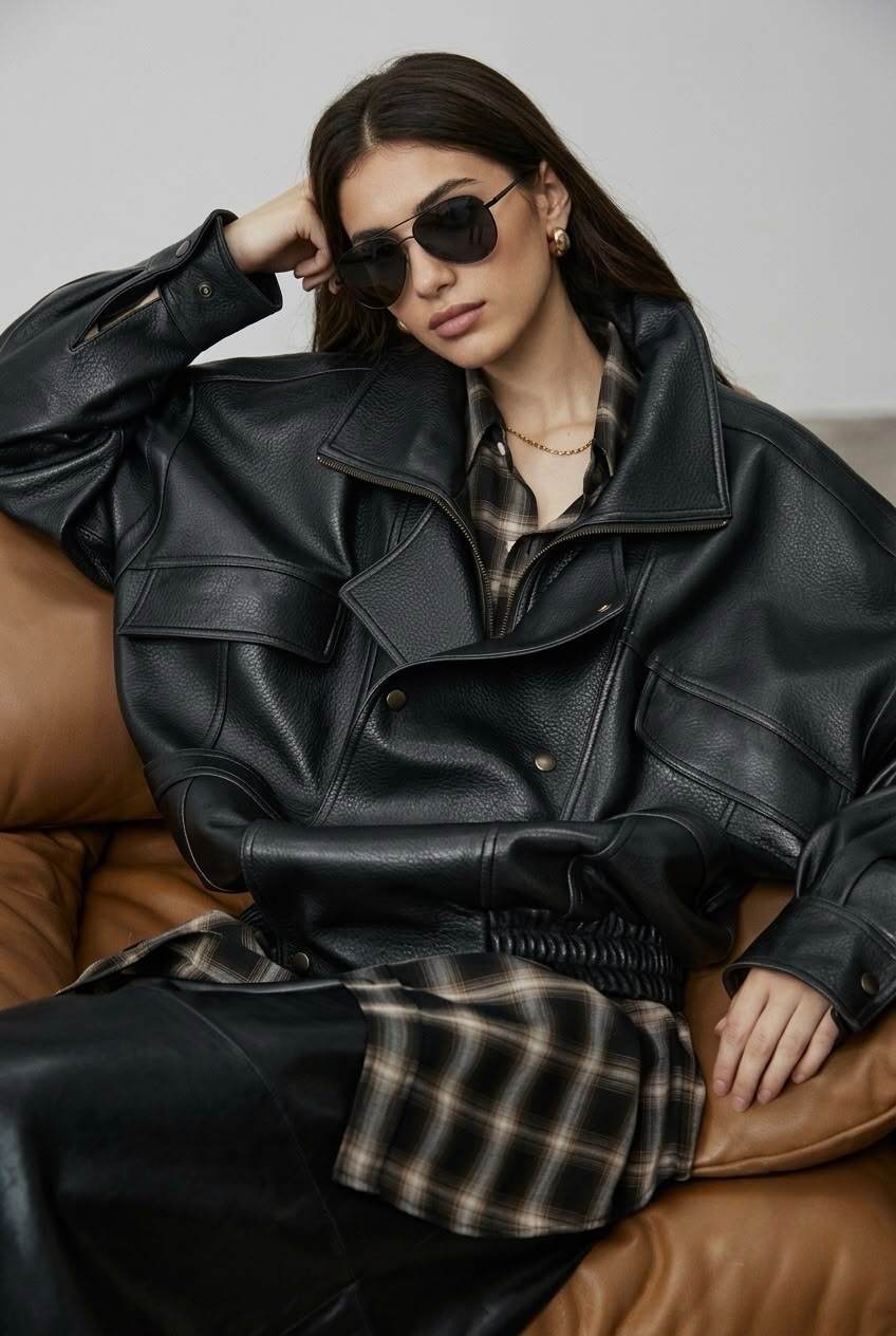 Grossiste SOKY & SOKA - Veste femme oversize en faux cuir