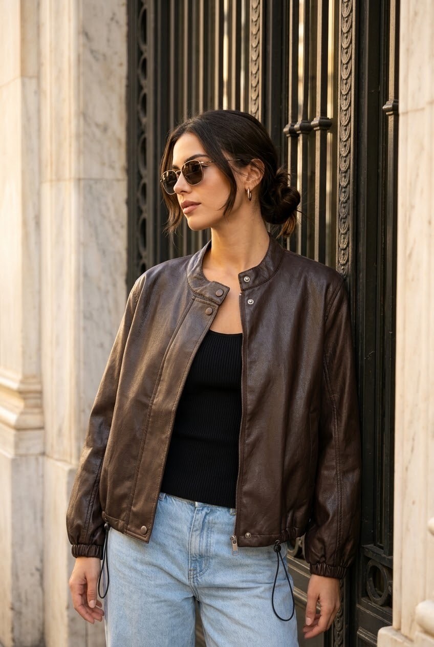 Grossista SOKY & SOKA - Giacca da donna in similpelle con cerniera
