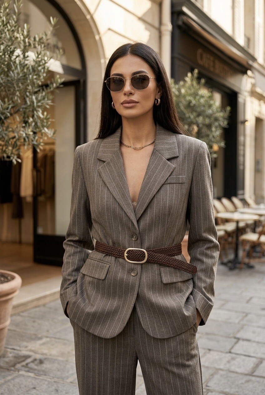 Grossiste SOKY & SOKA - Blazer femme rayé avec ceinture