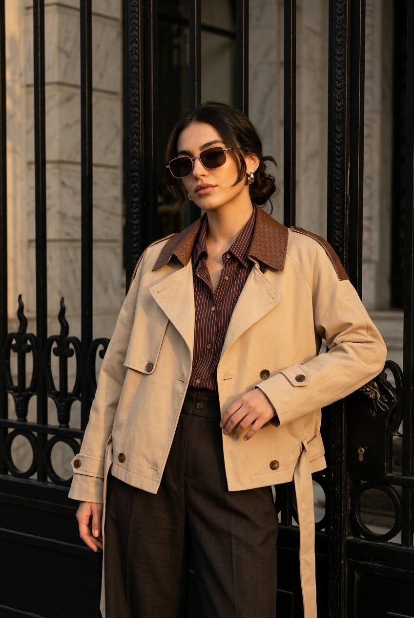 Grossiste SOKY & SOKA - Trench femme court détails contrastés