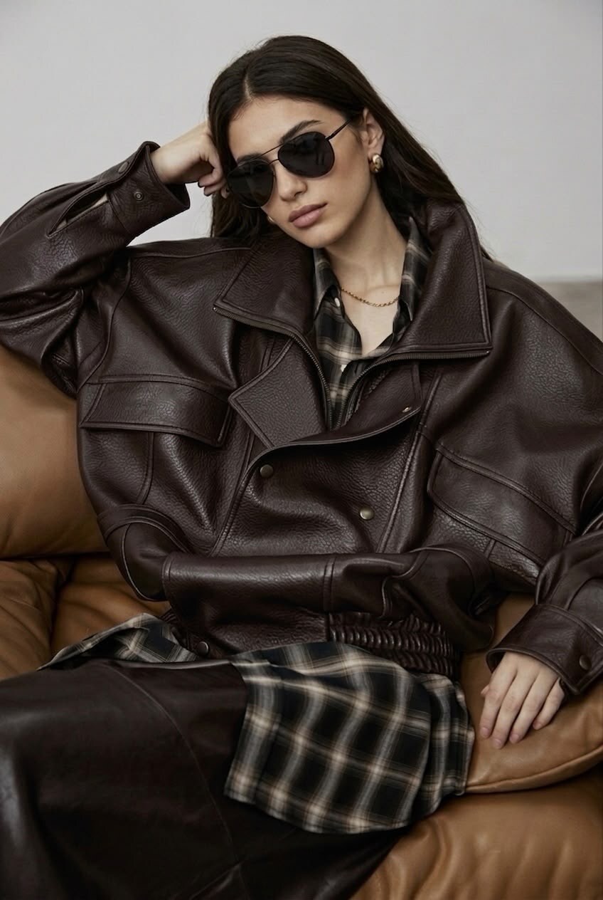 Grossiste SOKY & SOKA - Veste femme oversize en faux cuir