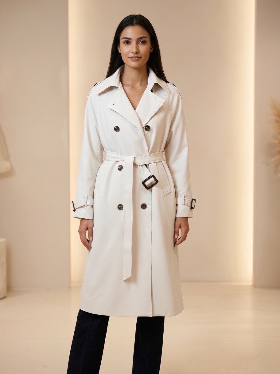 Ce trench-coat intemporel présente une coupe longue et raffinée qui met en valeur la silhouette tout en offrant un confort optimal. Conçu dans un tissu lisse et résistant, il dispose d’une double rangée de boutons, d’une ceinture ajustable pour souligner la taille et de pattes d’épaule pour une touche de sophistication. Les poignets réglables et le rabat tempête à l’arrière renforcent son style emblématique. Un modèle polyvalent et chic, idéal pour compléter toutes vos tenues.