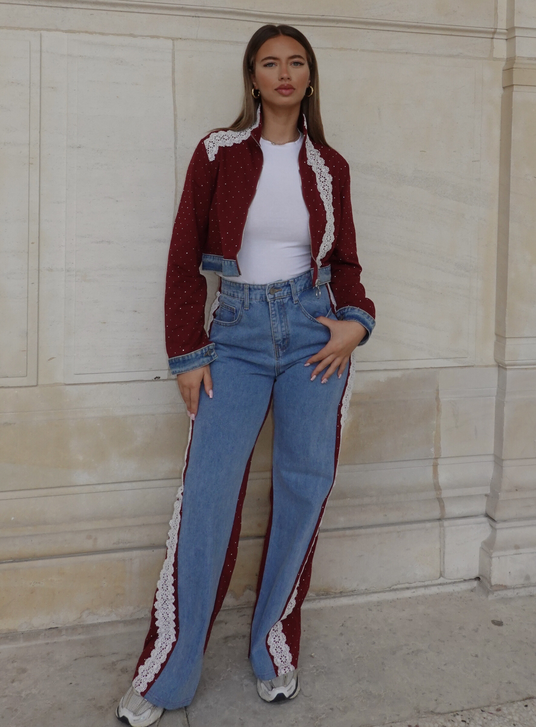 Grossiste Soy & Co - ensemble bi matière jogging/denim