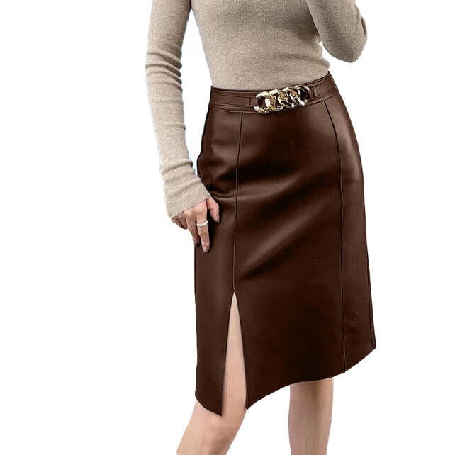 Grossiste Soy & Co - Jupe Crayon en simili cuir à fente