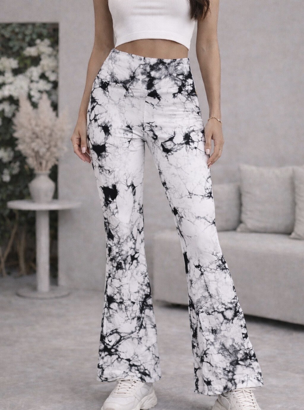 Großhändler Soy & Co - Marmorierte Leggings mit ausgestattetem Boden