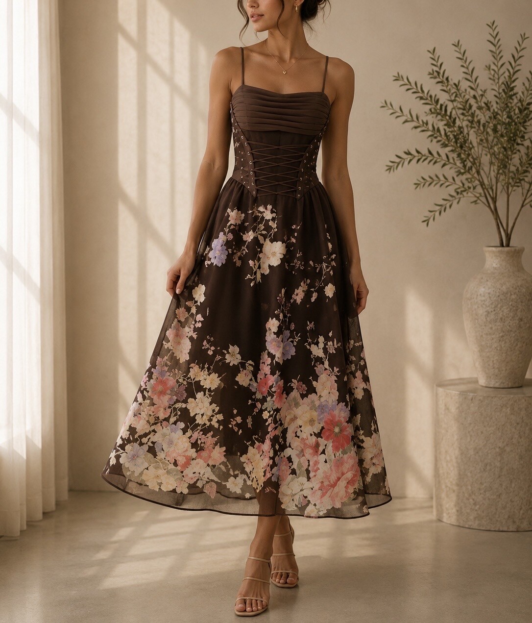 Grossista Soy & Co - Abito midi con stampa floreale