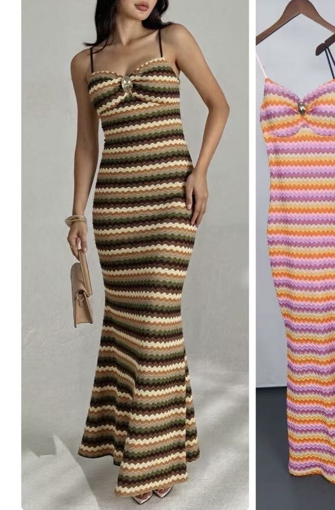 Grossiste Soy & Co - robe longue colorée à bretelles