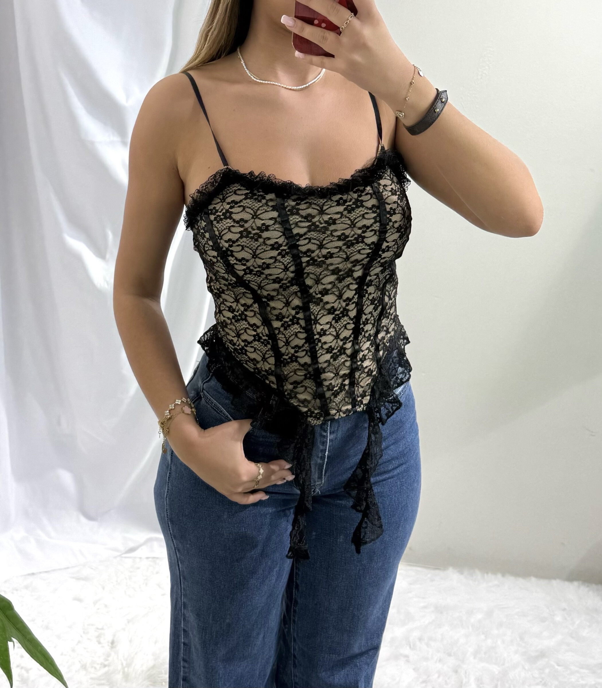 Mayorista Soy & Co - Top de encaje de estilo corsé