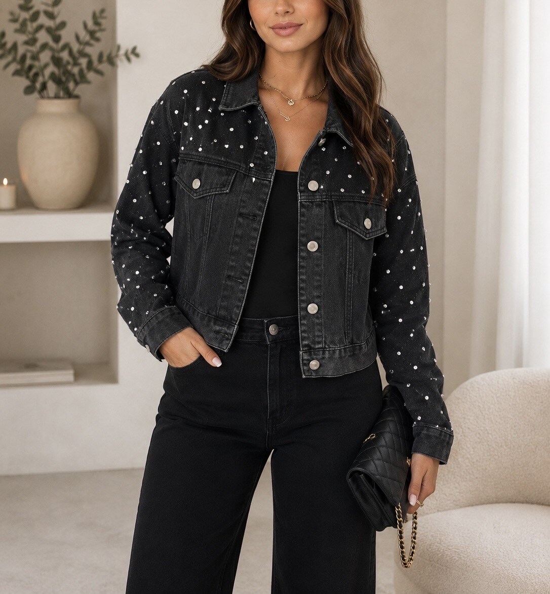 Grossista Soy & Co - Giacca di jeans corta con dettaglio di strass