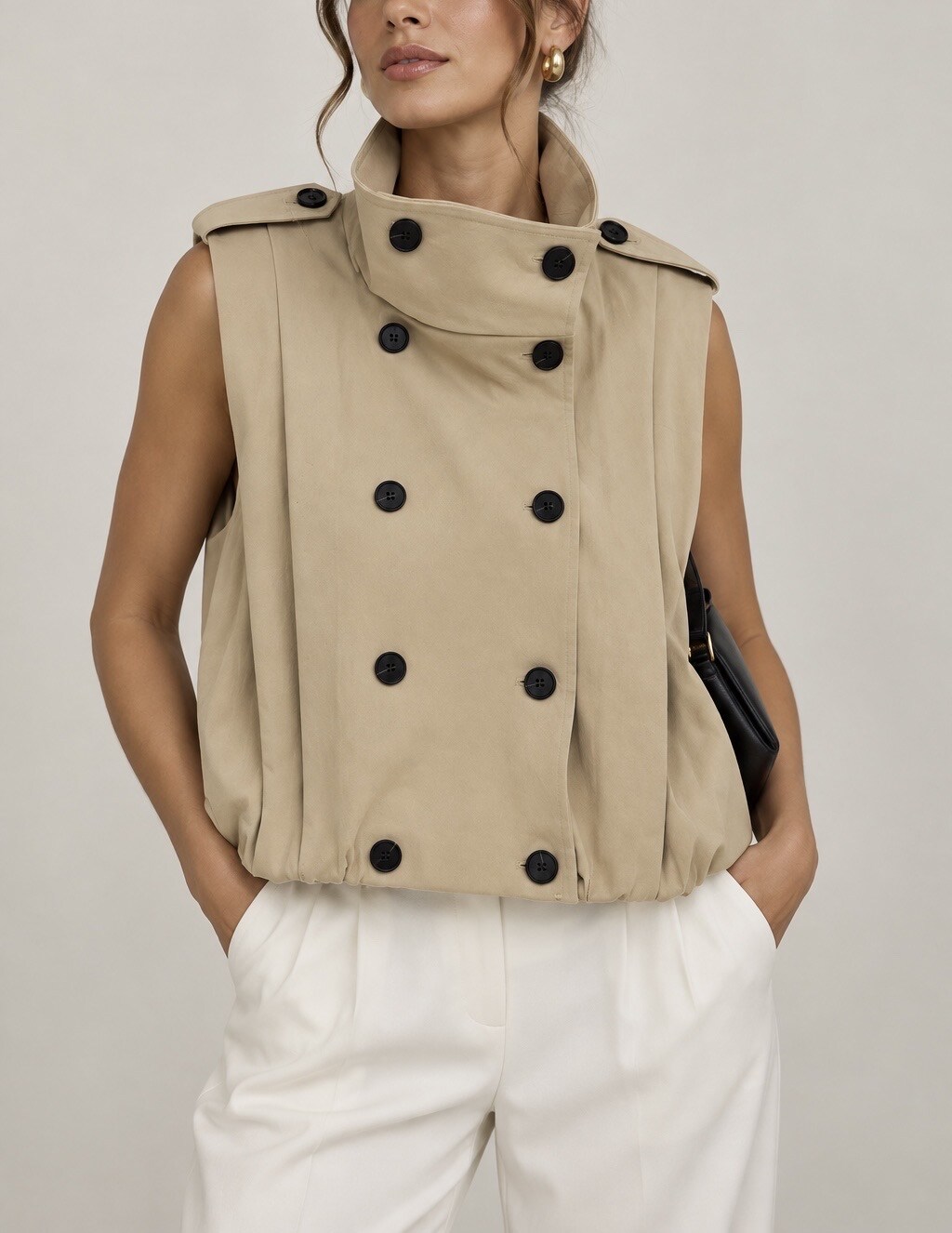 Großhändler Soy & Co - Kurze Trenchcoat-Jacke mit hohem Kragen