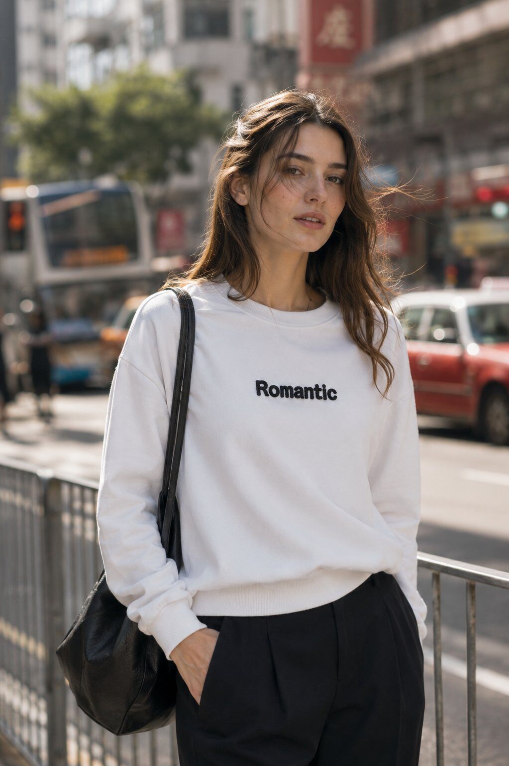 Grossiste STELLA - Sweat Femme à Col Rond avec Inscription « Romantic »