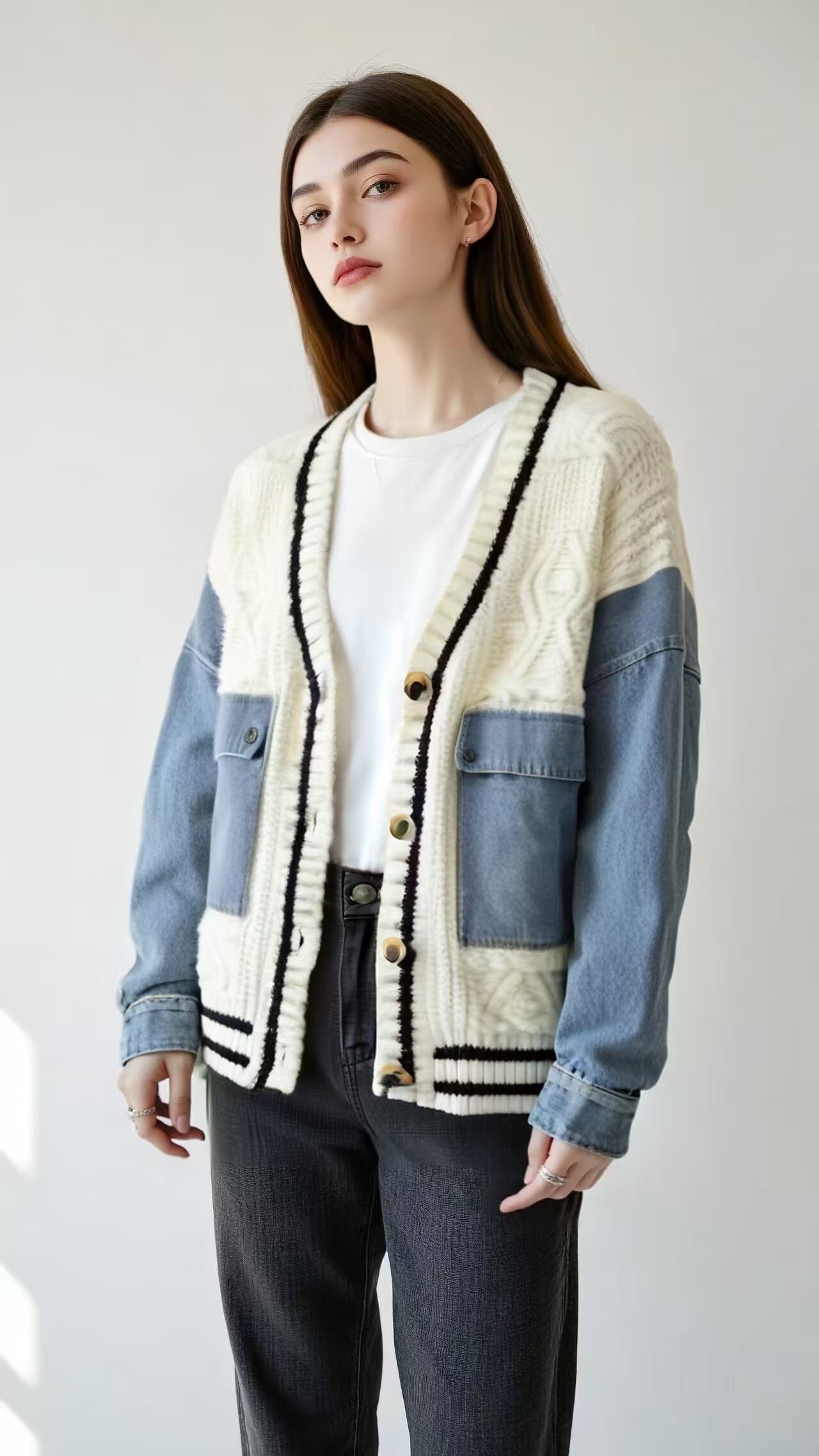 Grossiste STELLA - Cardigan en tricot à col en V