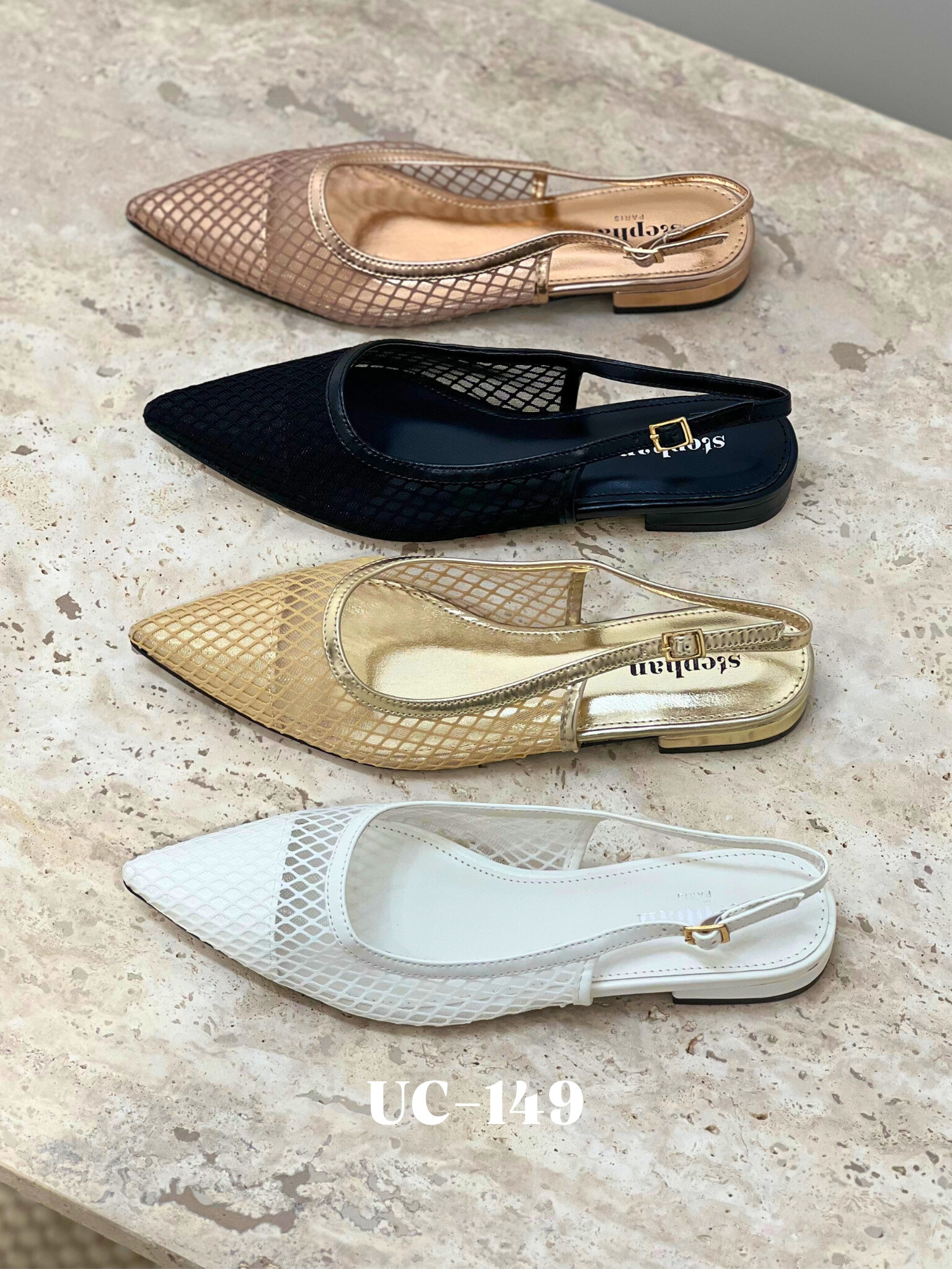 Grossiste Stephan Paris - Ballerine filet effet métallisé