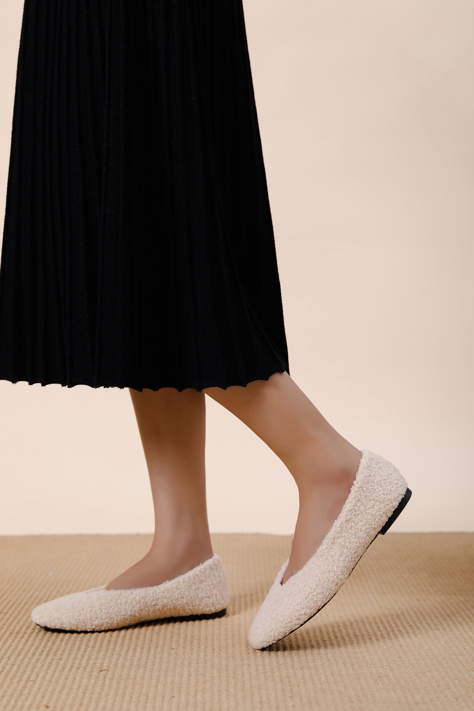 Grossista Stephan Paris - Pantofole da ballerina accoglienti in tessuto bouclé - QQ-264