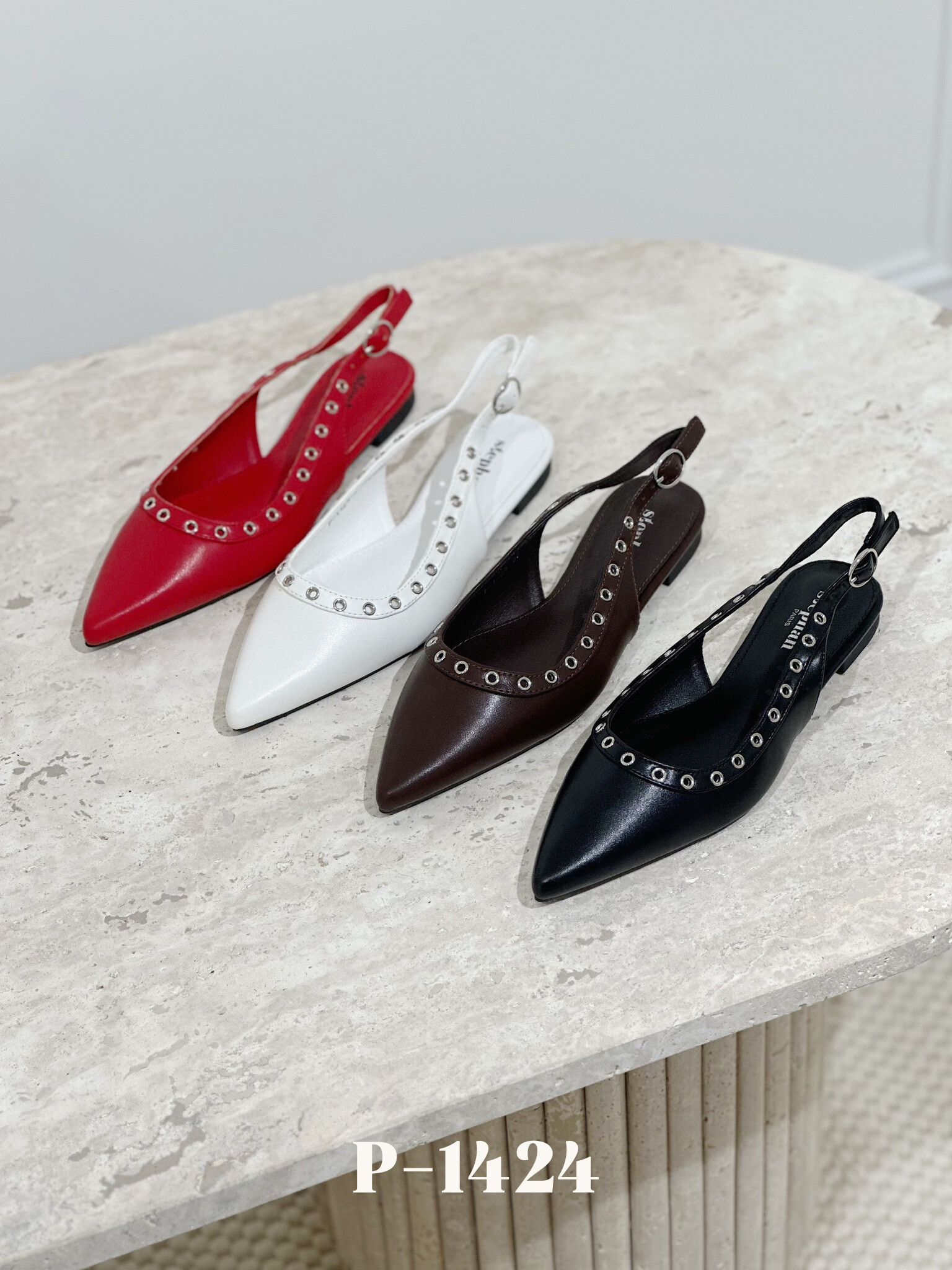 Wholesaler Stephan Paris - Slingback in imitation leather with eyelets
