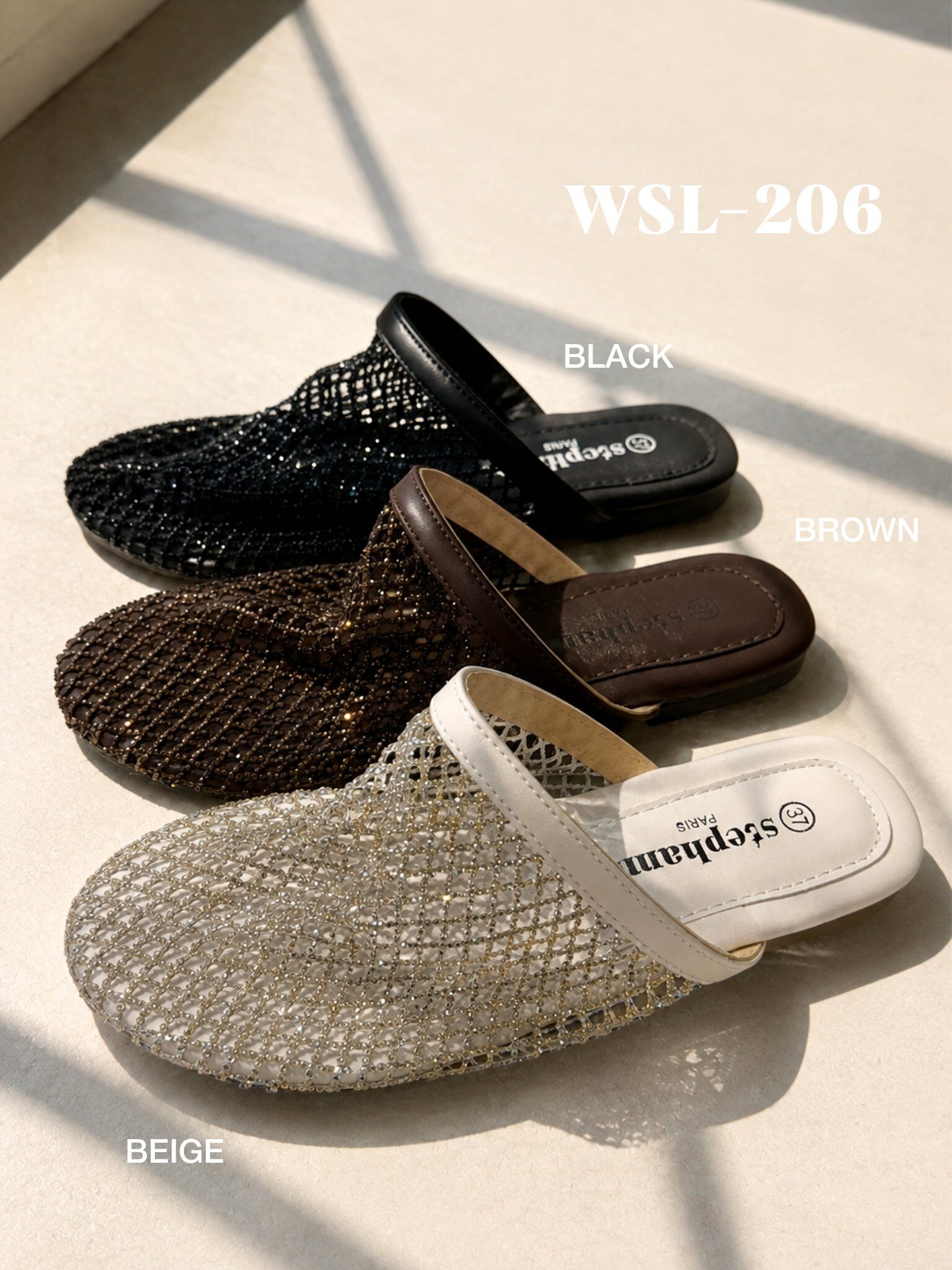 Grossiste Stephan Paris - Mules résille à strass