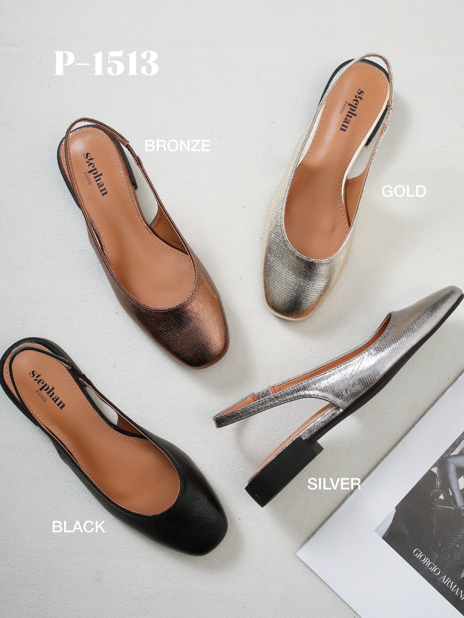 Wholesaler Stephan Paris - Open-toe flat ballet shoes