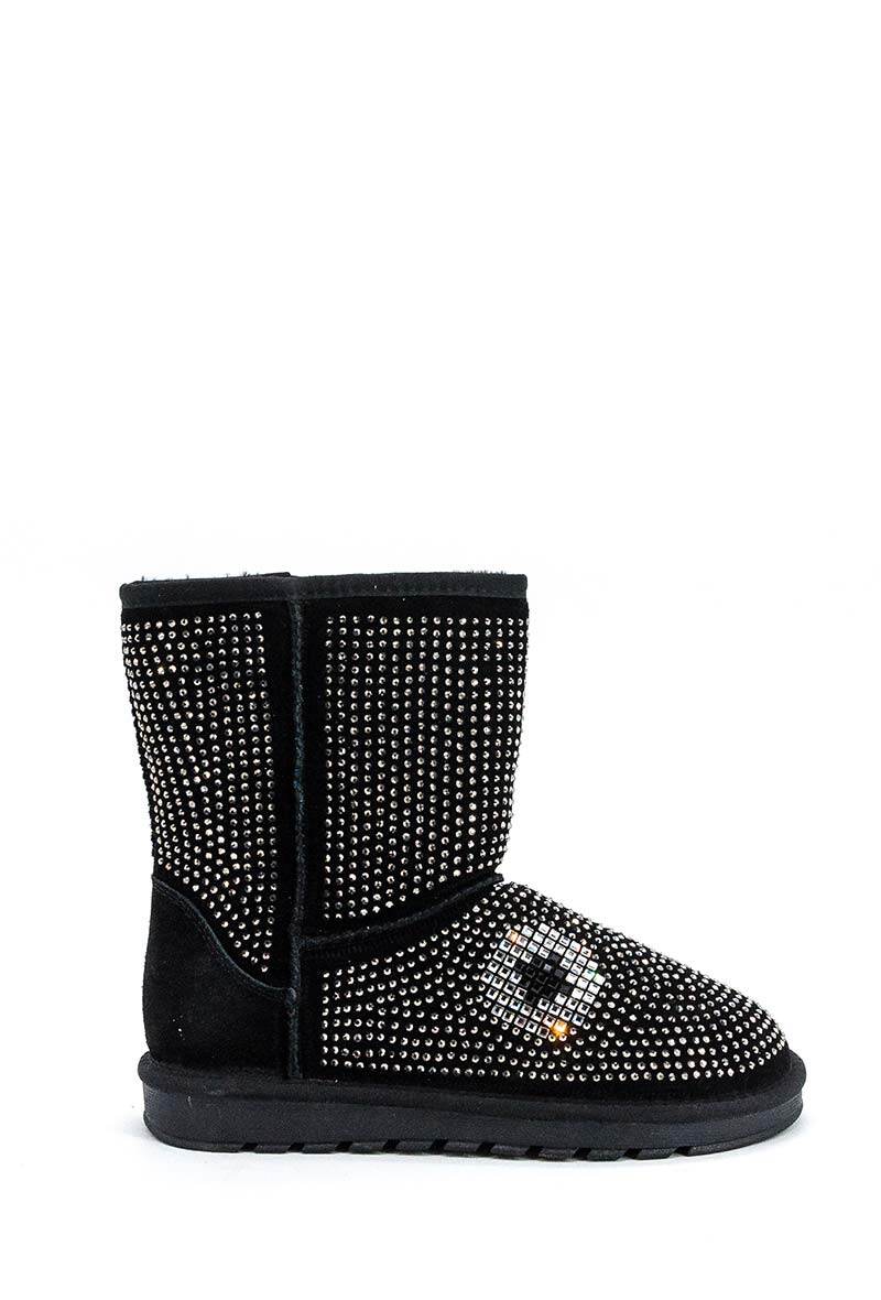 Grossiste Stephan Paris - BOTTE FOUREE CUIR CRYSTAUX