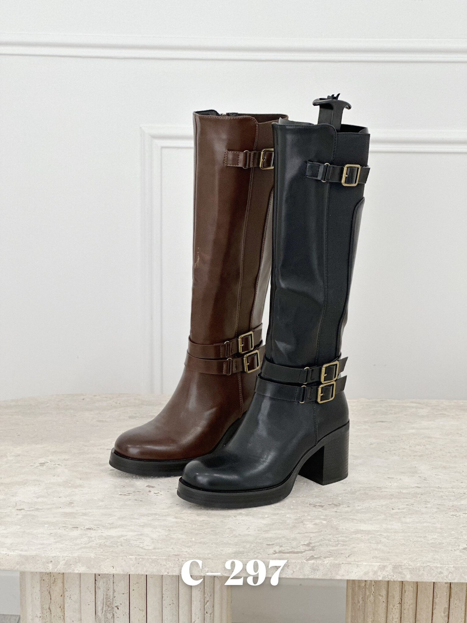 Grossiste Stephan Paris - Bottes cavalières à boucles