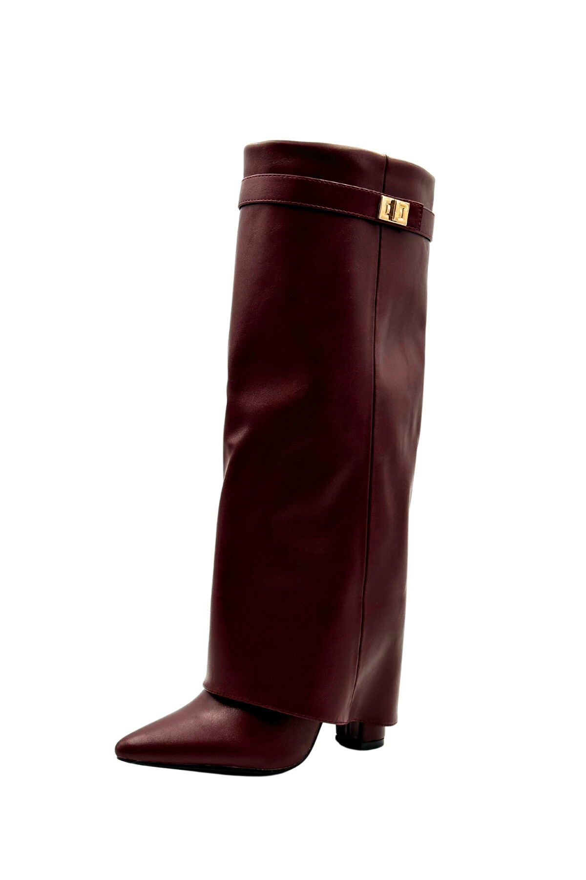 Großhändler Stephan Paris - Stylischer hoher Stiefel aus weichem Kunstleder - Trendige goldene Veredelung