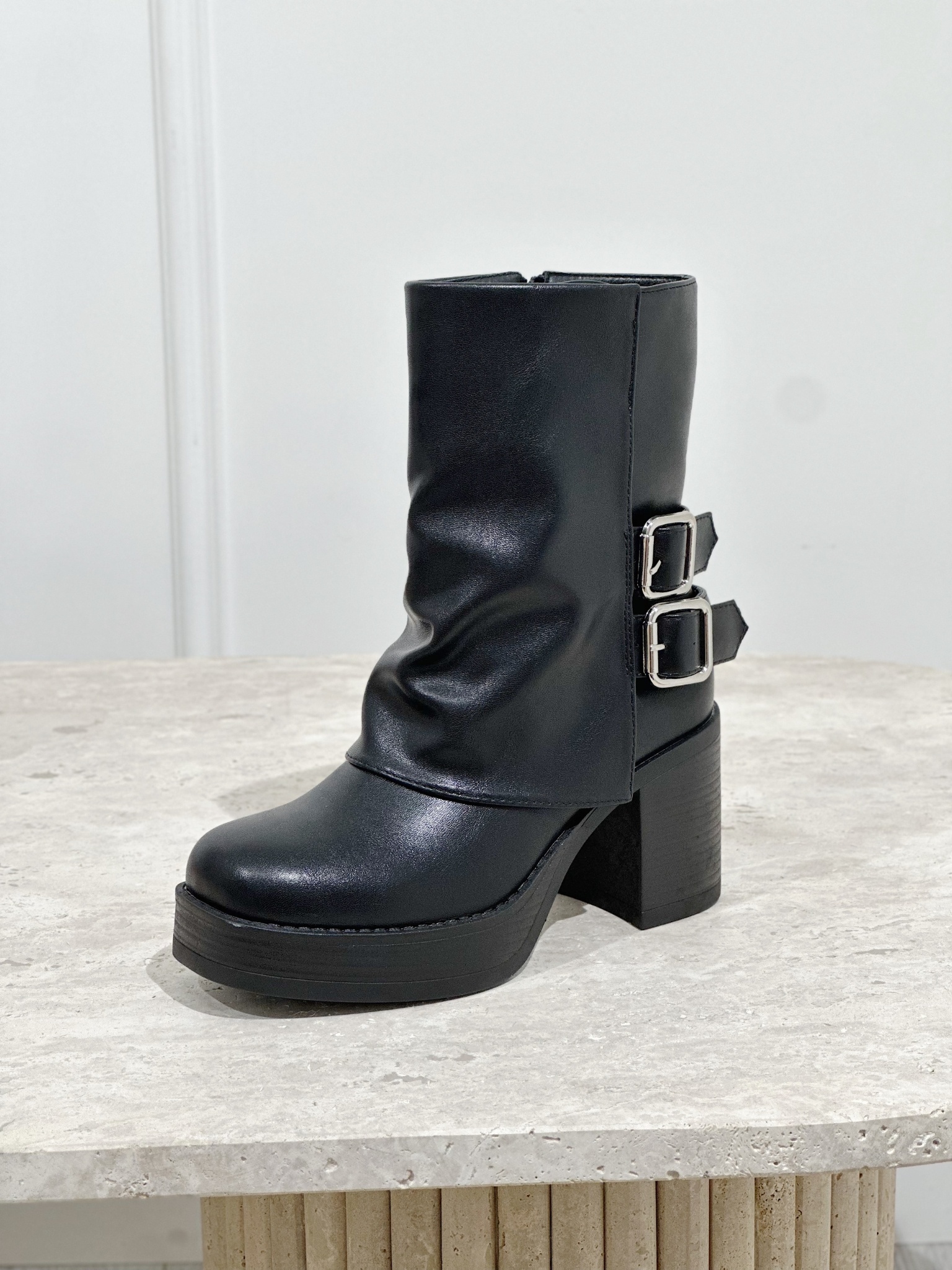 Wholesaler Stephan Paris - Wedge boots with buckle straps in faux leather