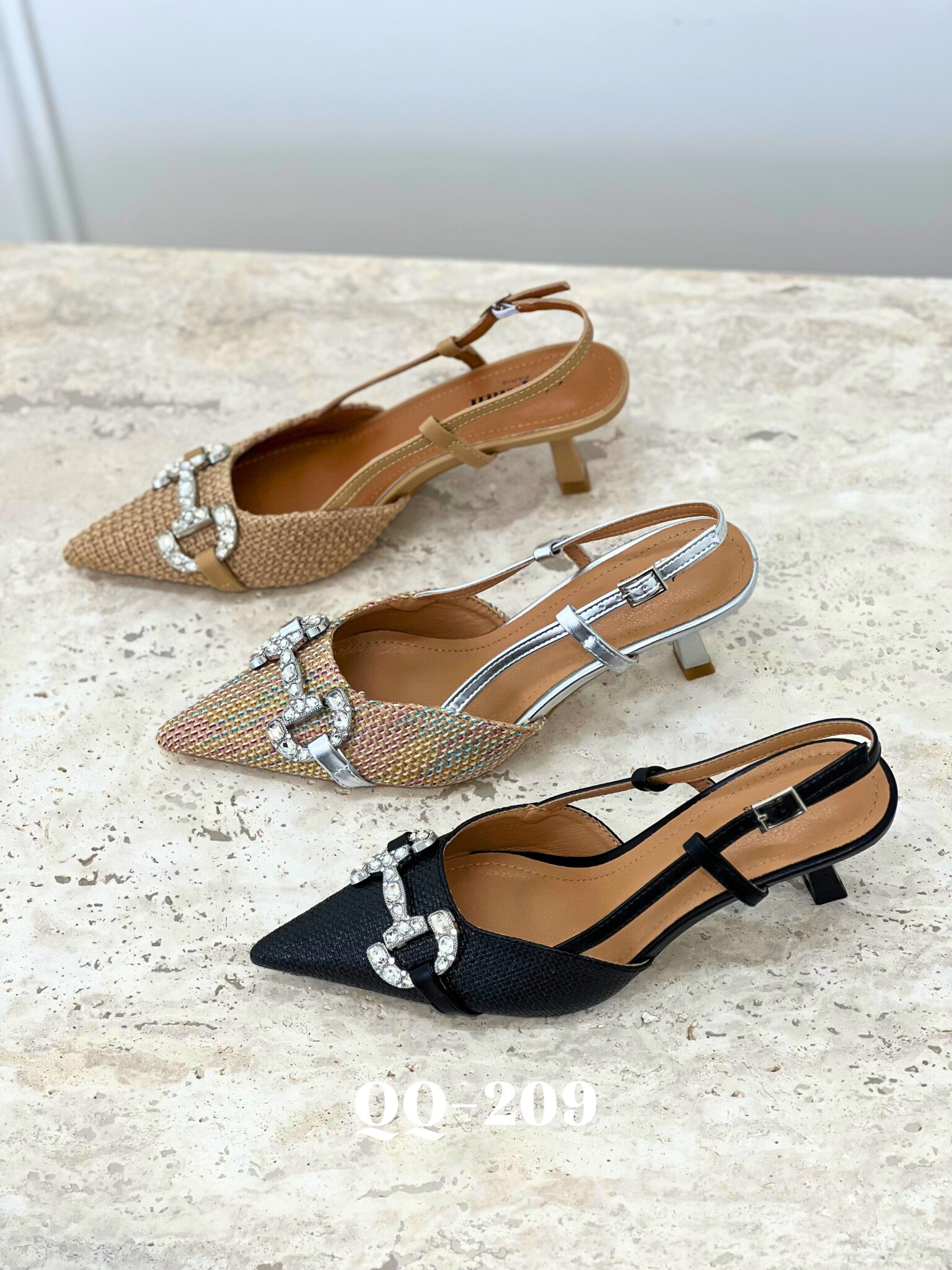 Wholesaler Stephan Paris - Slingback Pumps with Rhinestone Detail