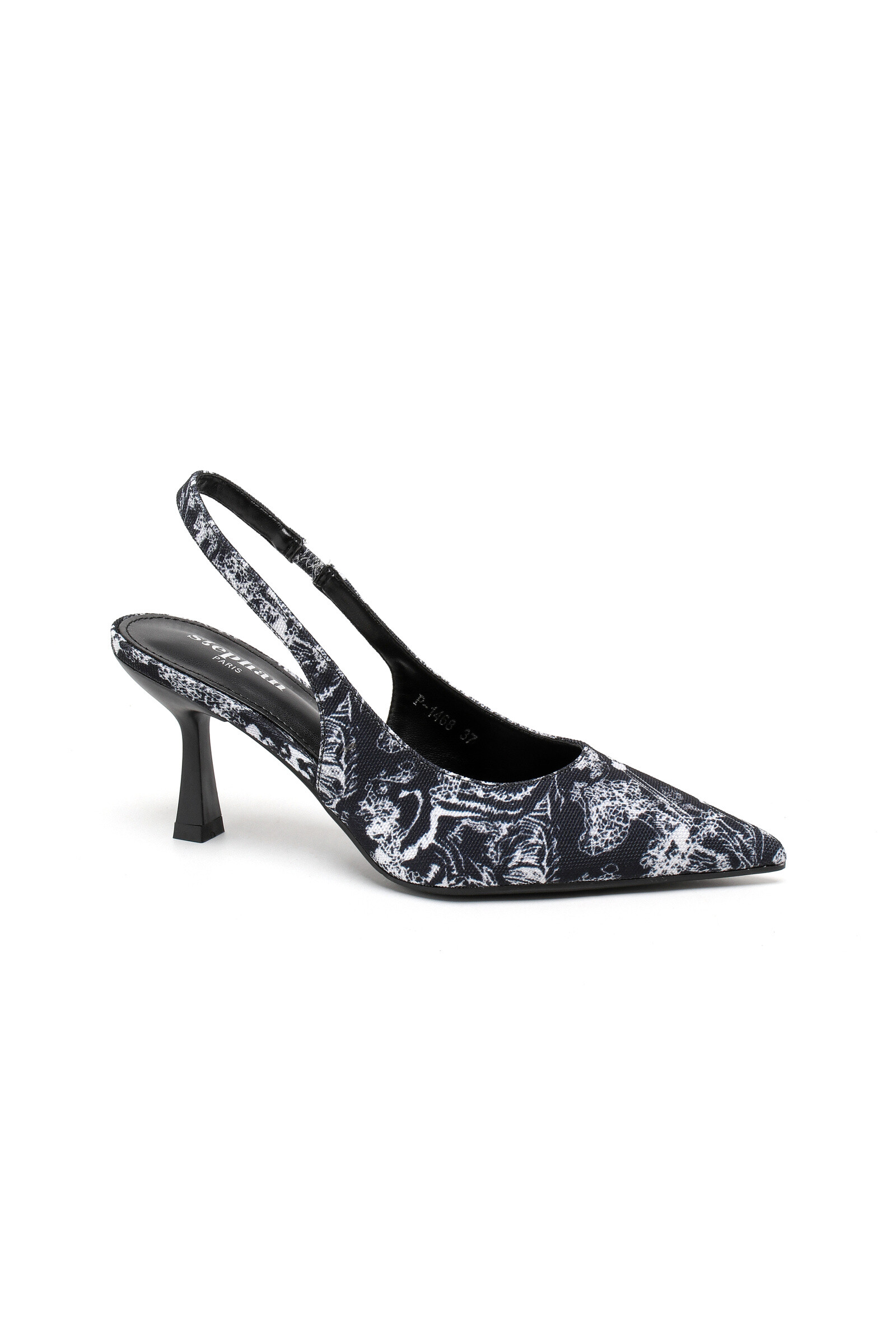 Mayorista Stephan Paris - Zapatos de tacón slingback estampado de lona