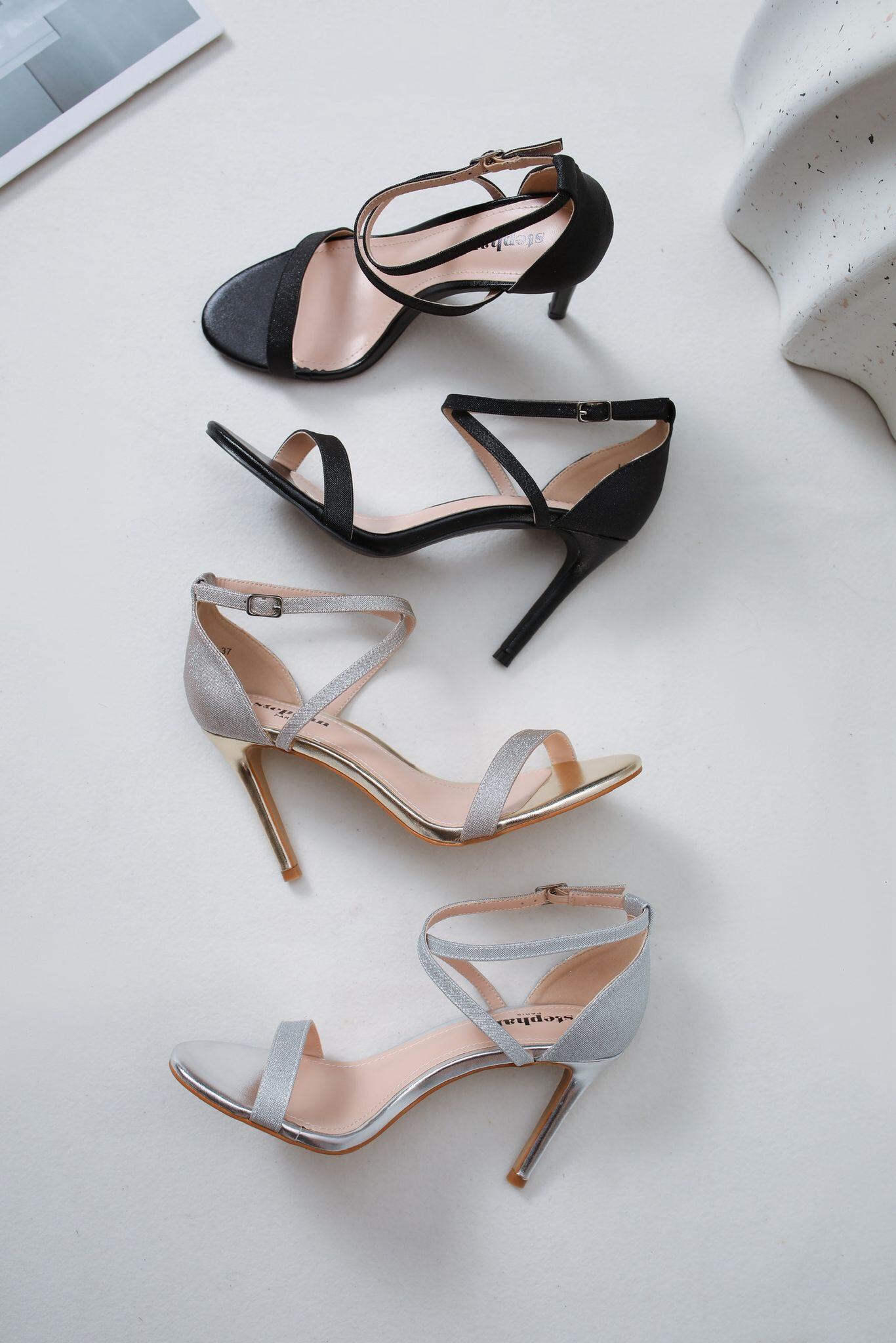 Wholesaler Stephan Paris - Glitter textile stiletto sandal