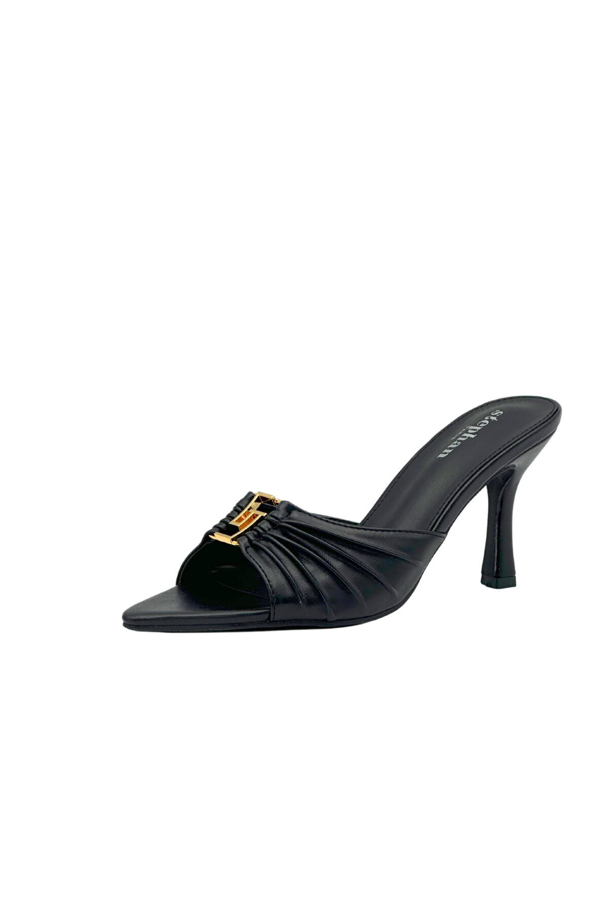Wholesaler Stephan Paris - Pleated elegant mules with metal ornament