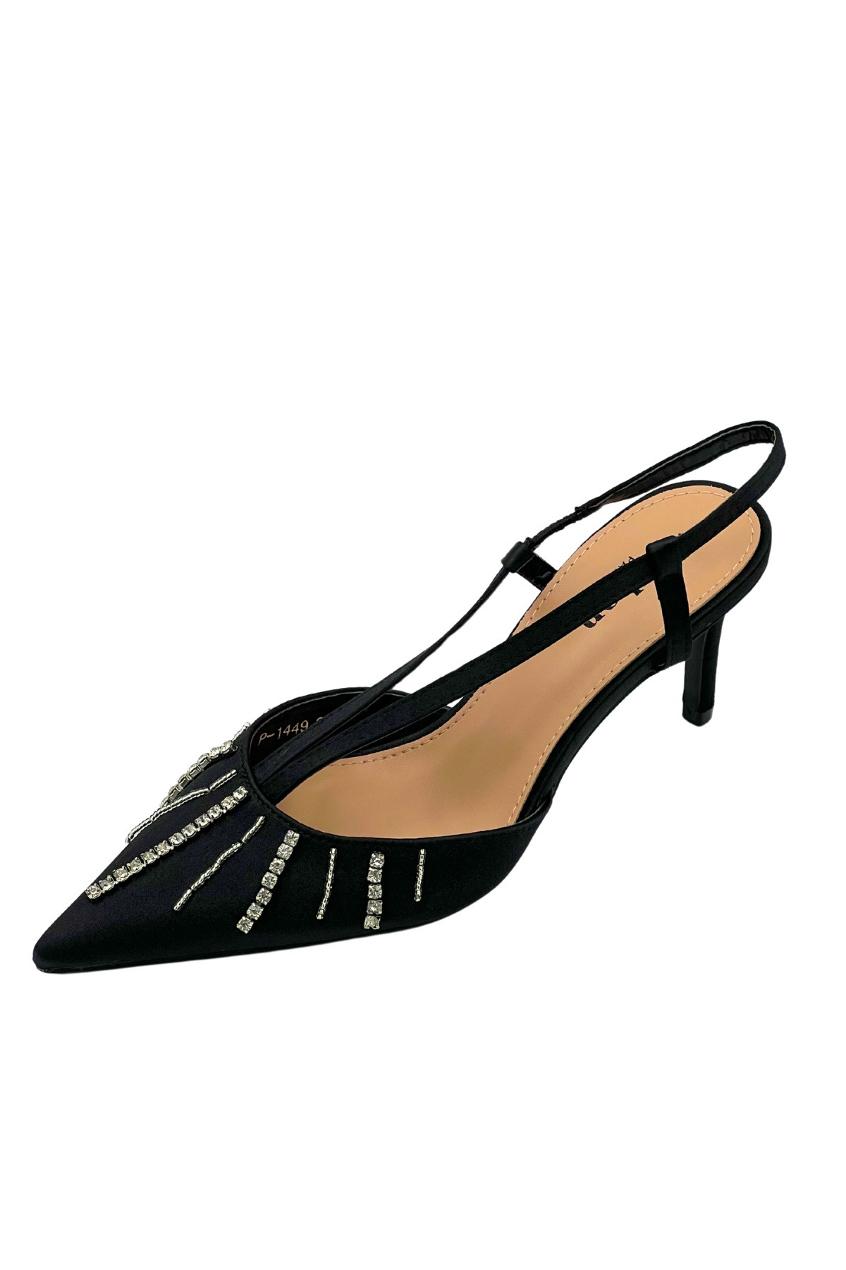Grossiste Stephan Paris - Escarpin slingback strass en satin