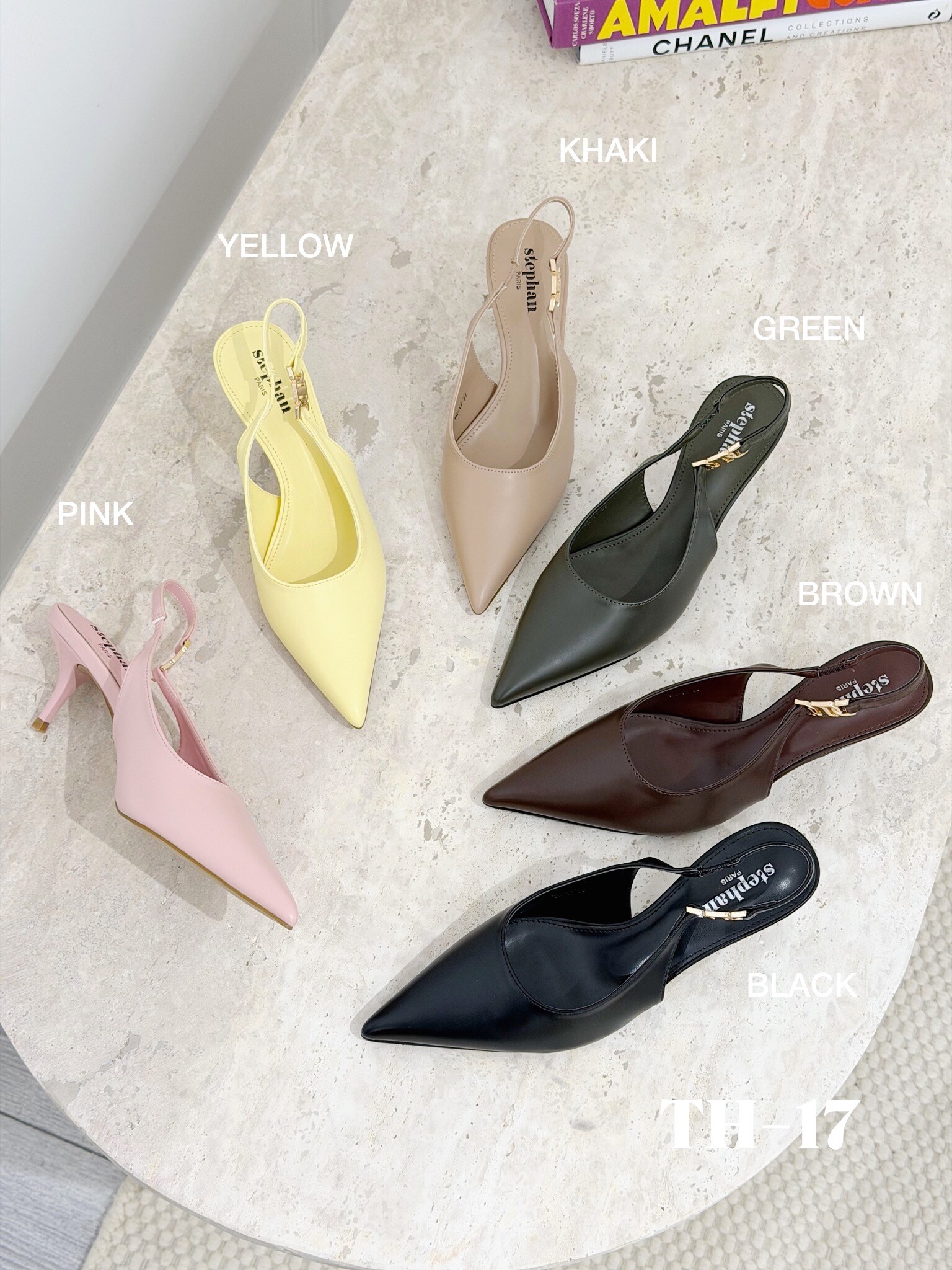 Mayorista Stephan Paris - Zapatos de tacón slingback con punta afilada