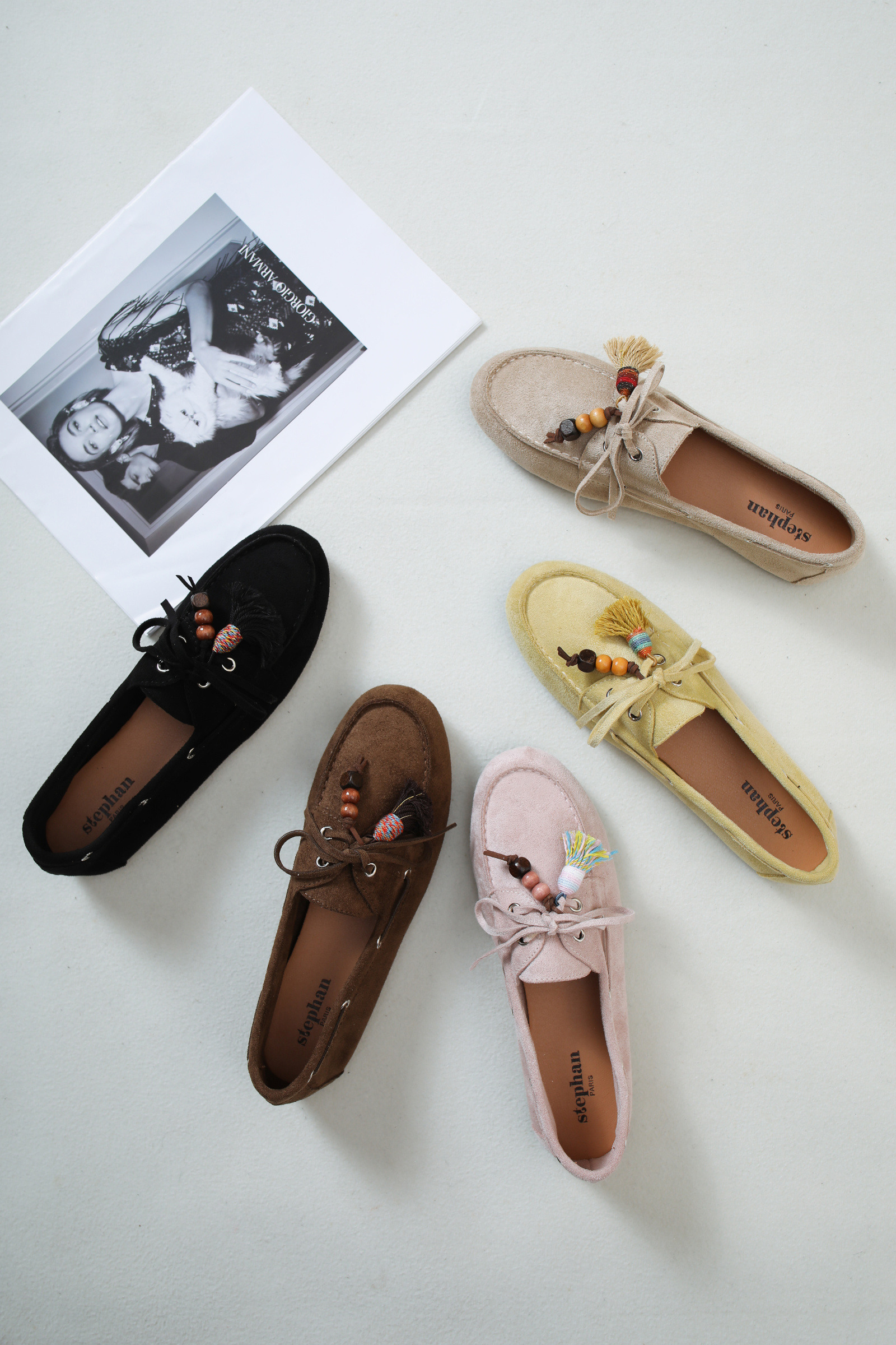 Mayorista Stephan Paris - Mocasines de ante con cordones y borlas