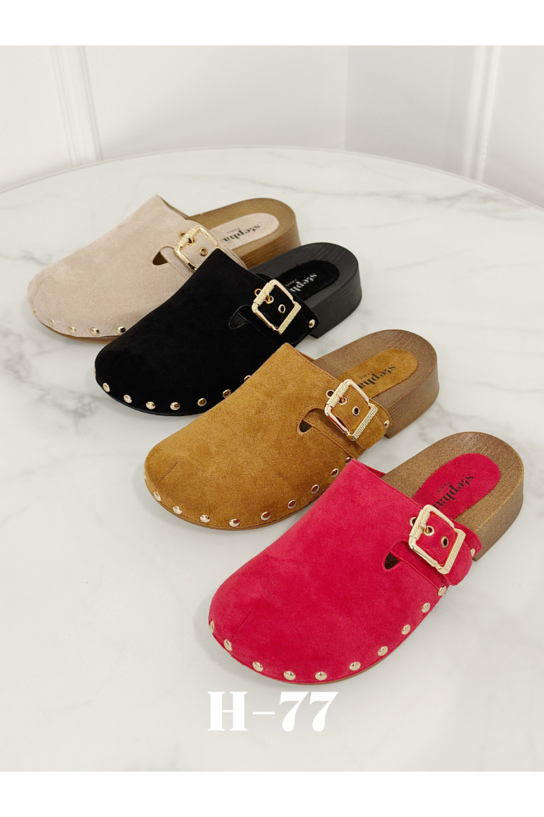 Grossiste Stephan Paris - Mules clouté suedine