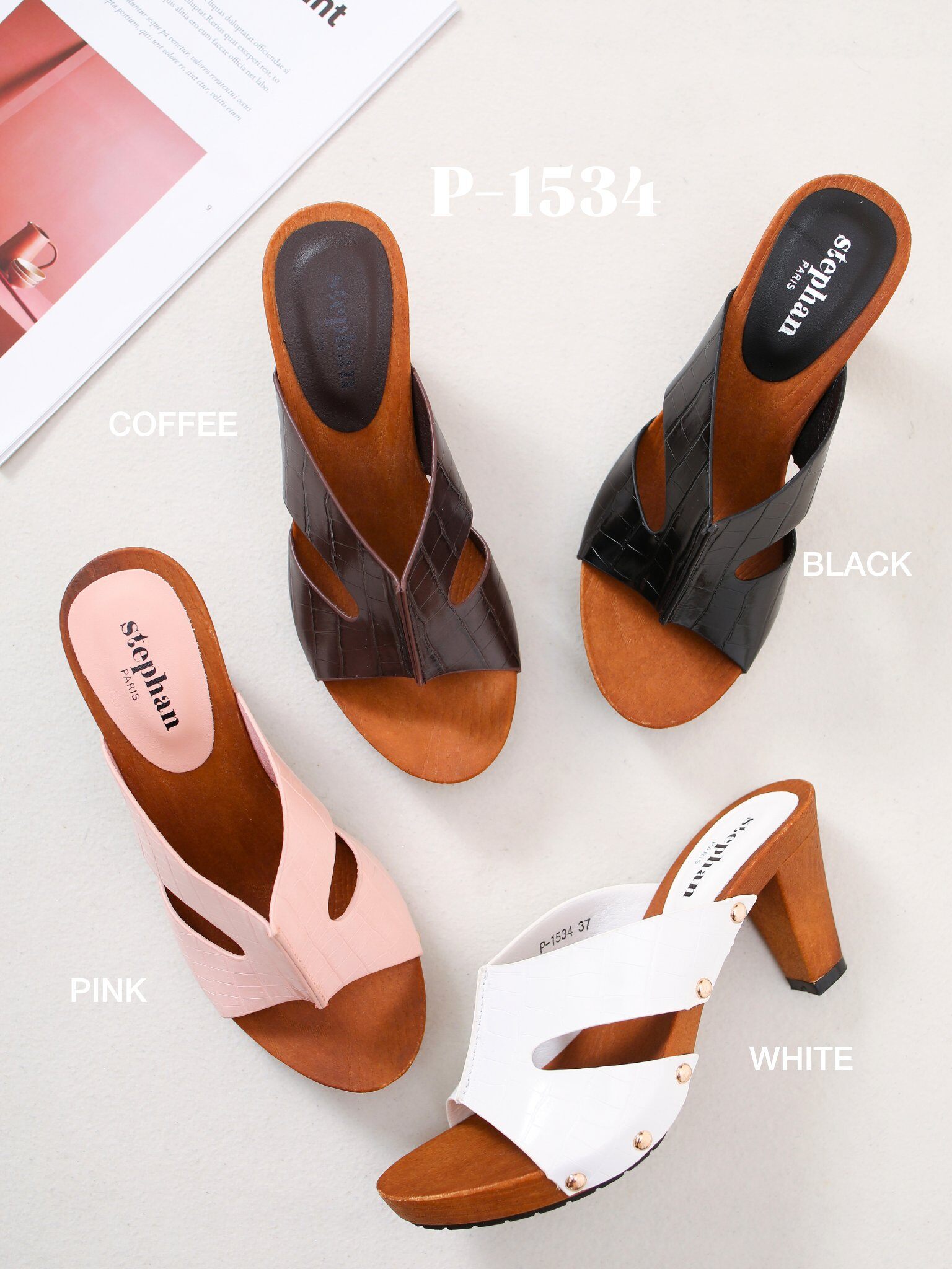 Mayorista Stephan Paris - Mules de tacón efecto cocodrilo