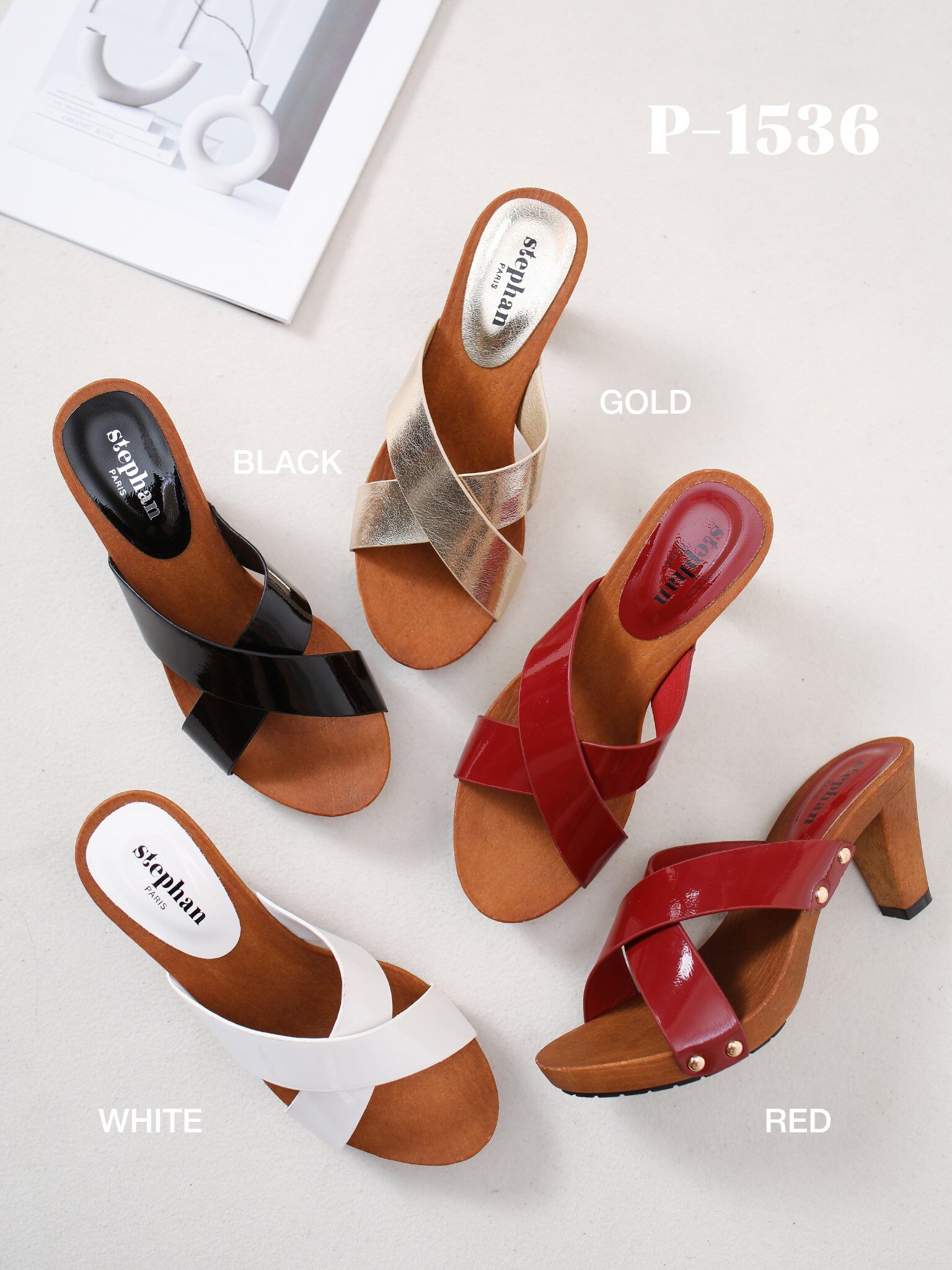 Mayorista Stephan Paris - Mules cruzadas efecto charol