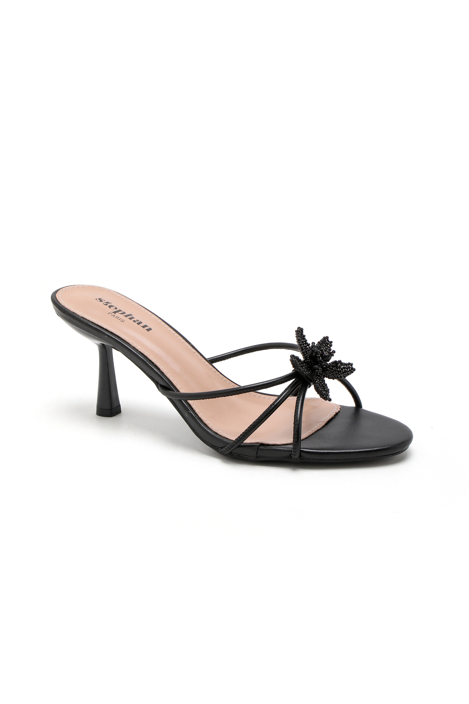 Wholesaler Stephan Paris - Heeled mule sandals with decorative flower