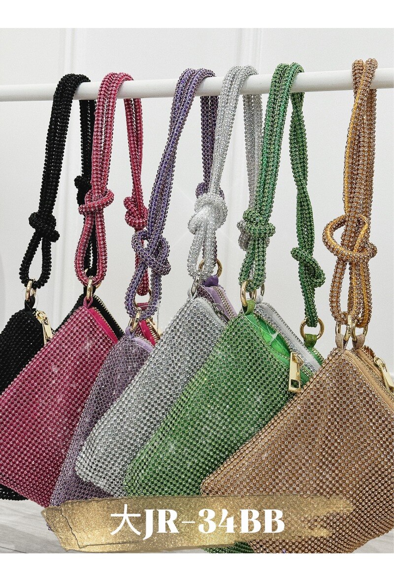 Großhändler Stephan Paris - Schultertasche mit Kristallen und Schleifen