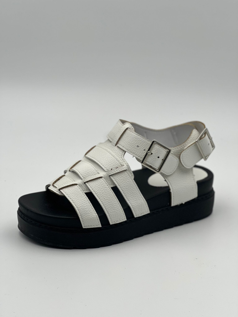 Großhändler Stephan Paris - Metallische Sandalen und offene Plateausohlen mit mehreren Riemen