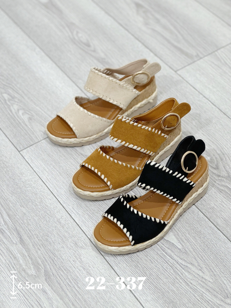 Mayorista Stephan Paris - Sandalias de ante bordadas con suela de cuña