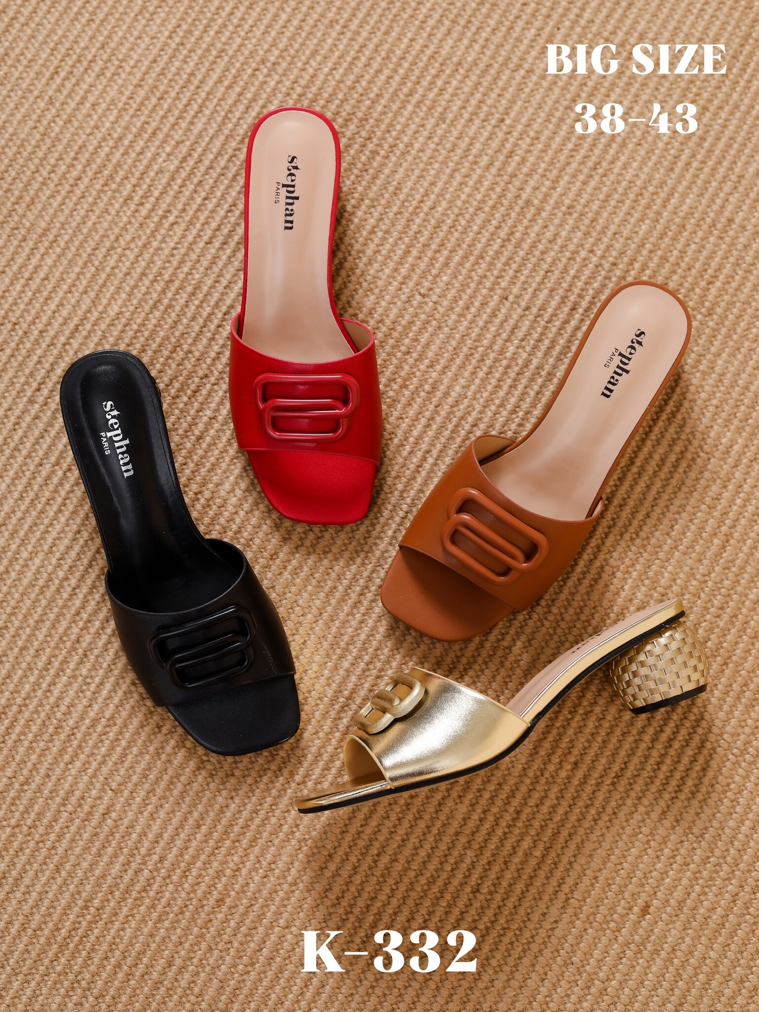 Grossista Stephan Paris - Eleganti ciabatte in similpelle - Grande comfort e taglia grande