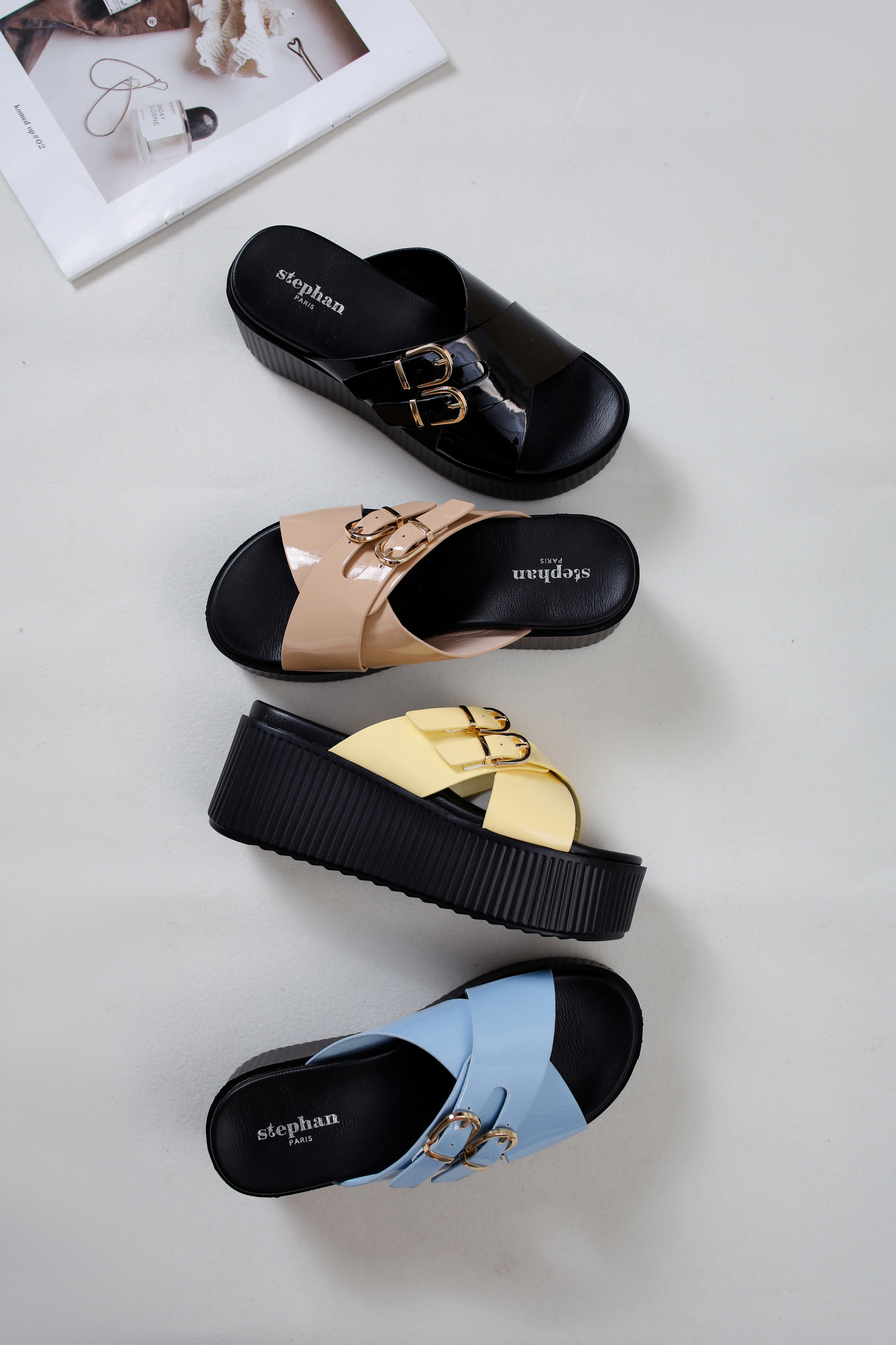 Mayorista Stephan Paris - Sandalia mule de plataforma con tiras cruzadas