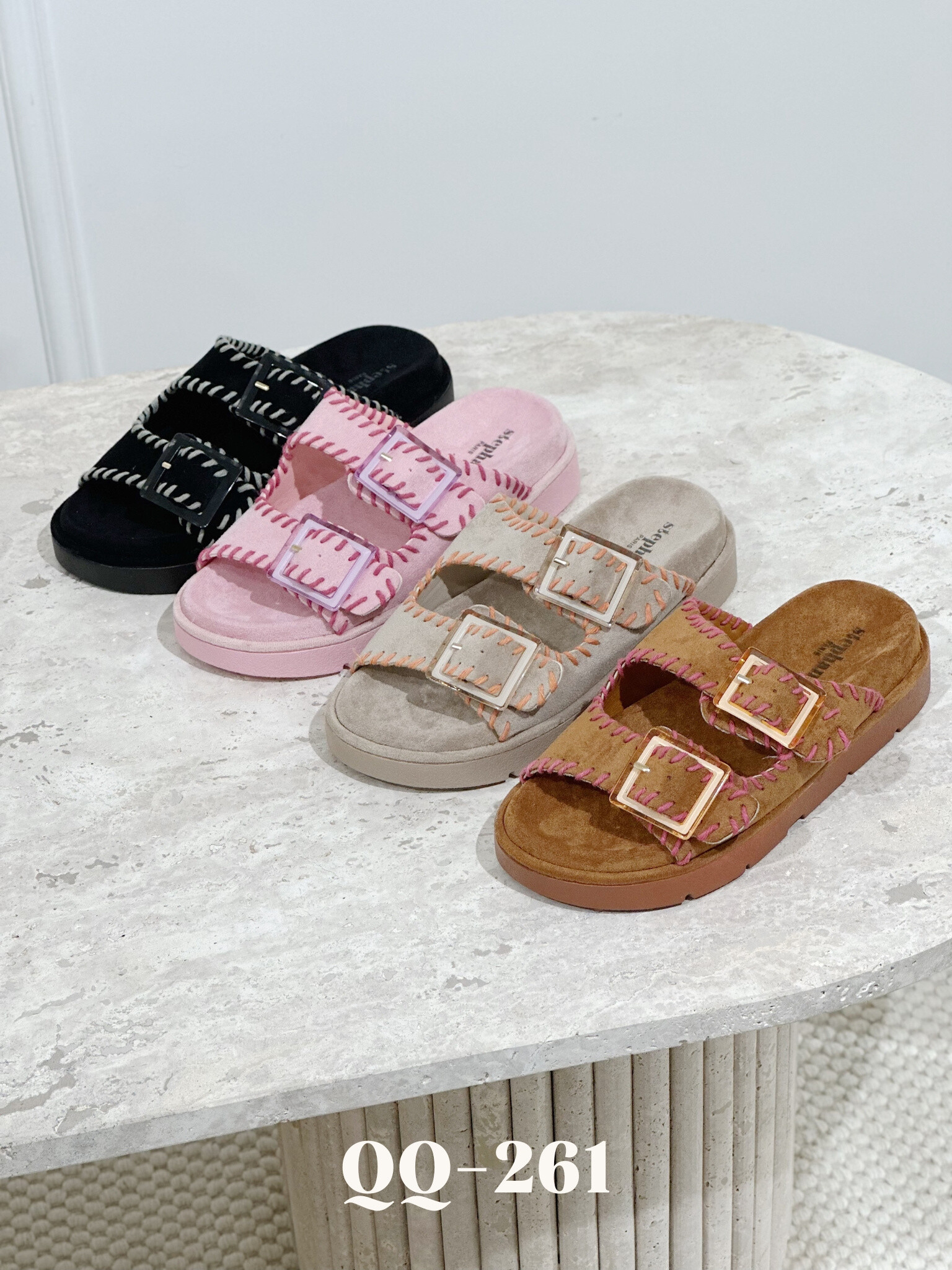 Wholesaler Stephan Paris - Suede comfort sandals with loop