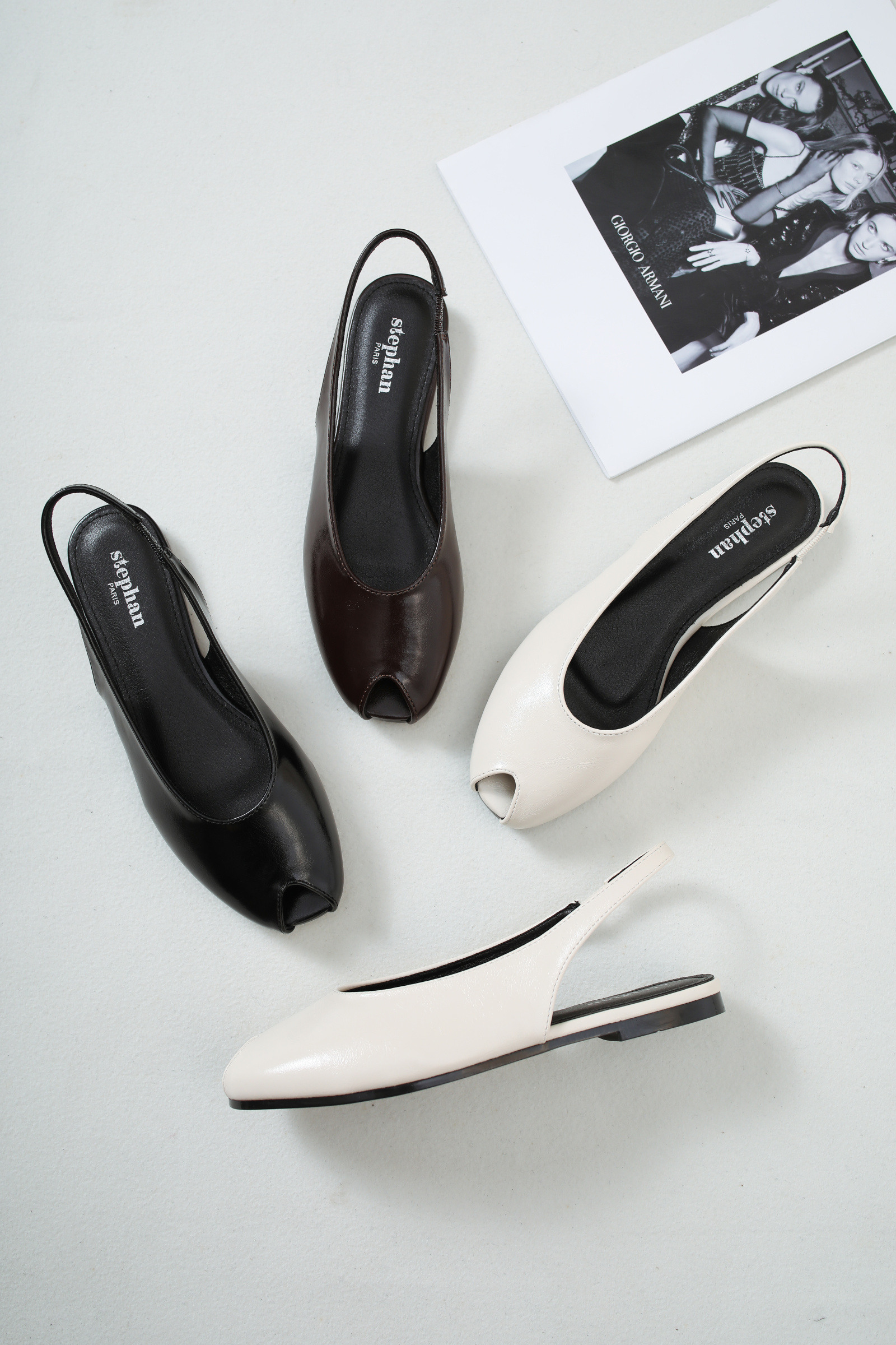 Mayorista Stephan Paris - Sandalias slingback abiertas de cuero sintético