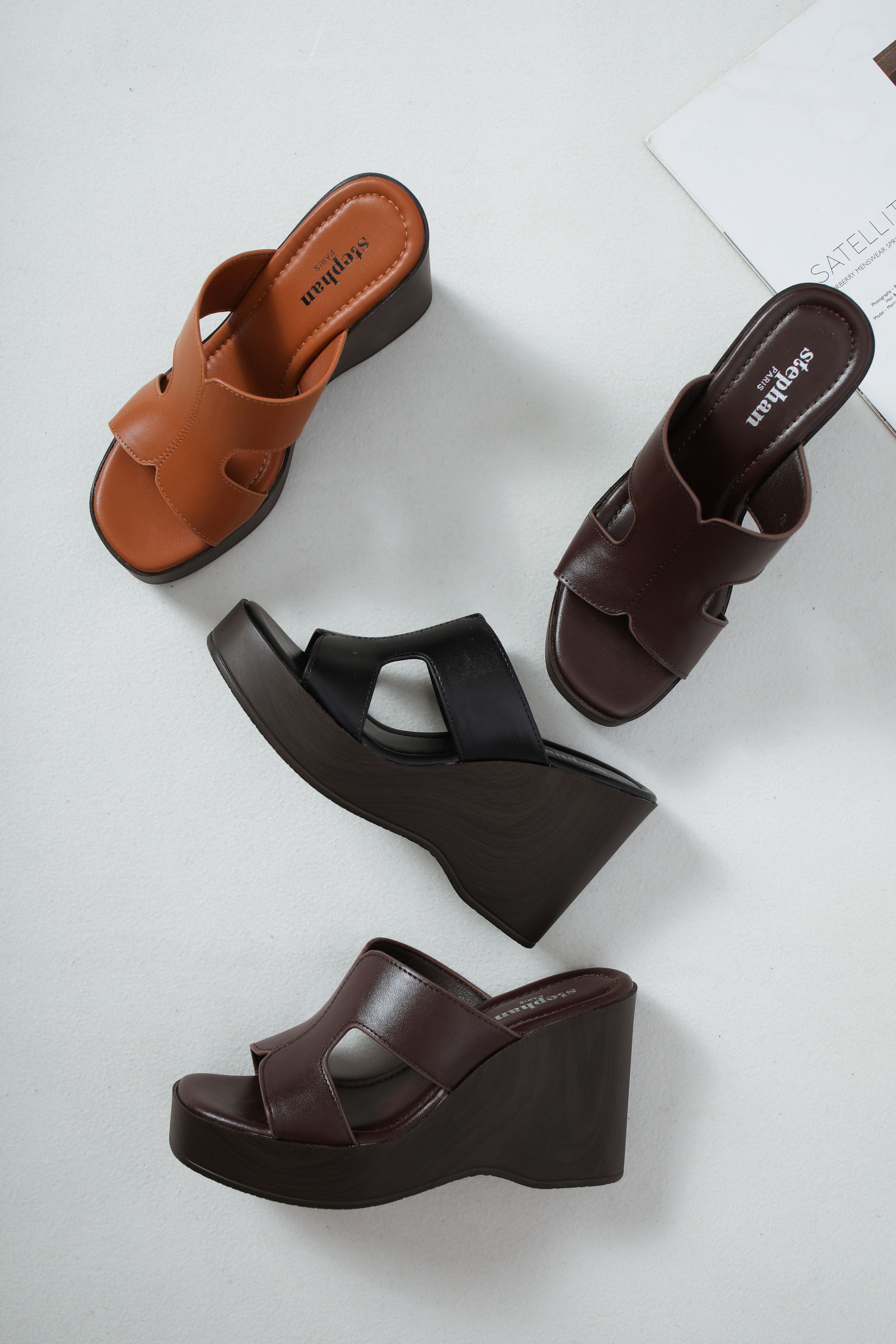 Mayorista Stephan Paris - Mule con cuña y plataforma efecto madera