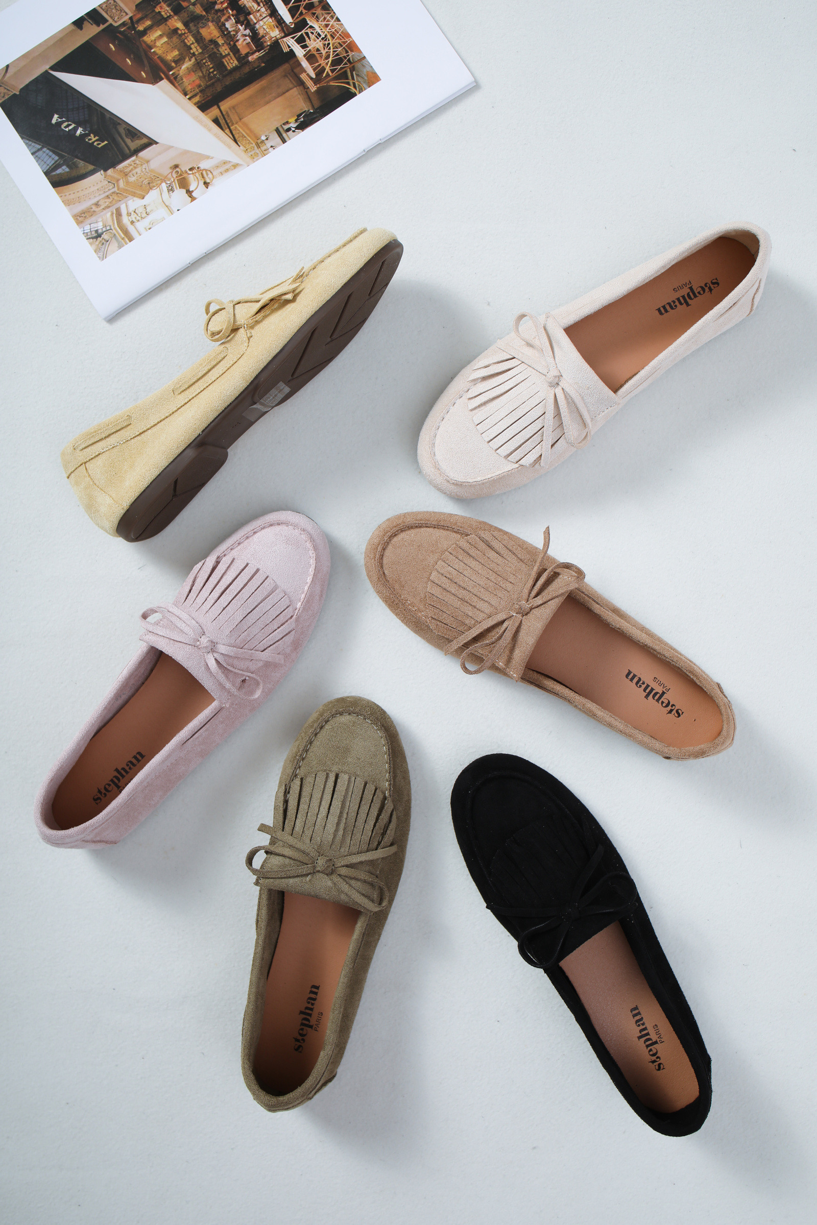 Mayorista Stephan Paris - Mocasín de ante con flecos y lazo