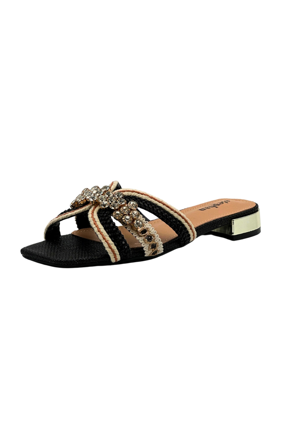 Wholesaler Stephan Paris - Open sandals with crossed strap decorated with rhinestones