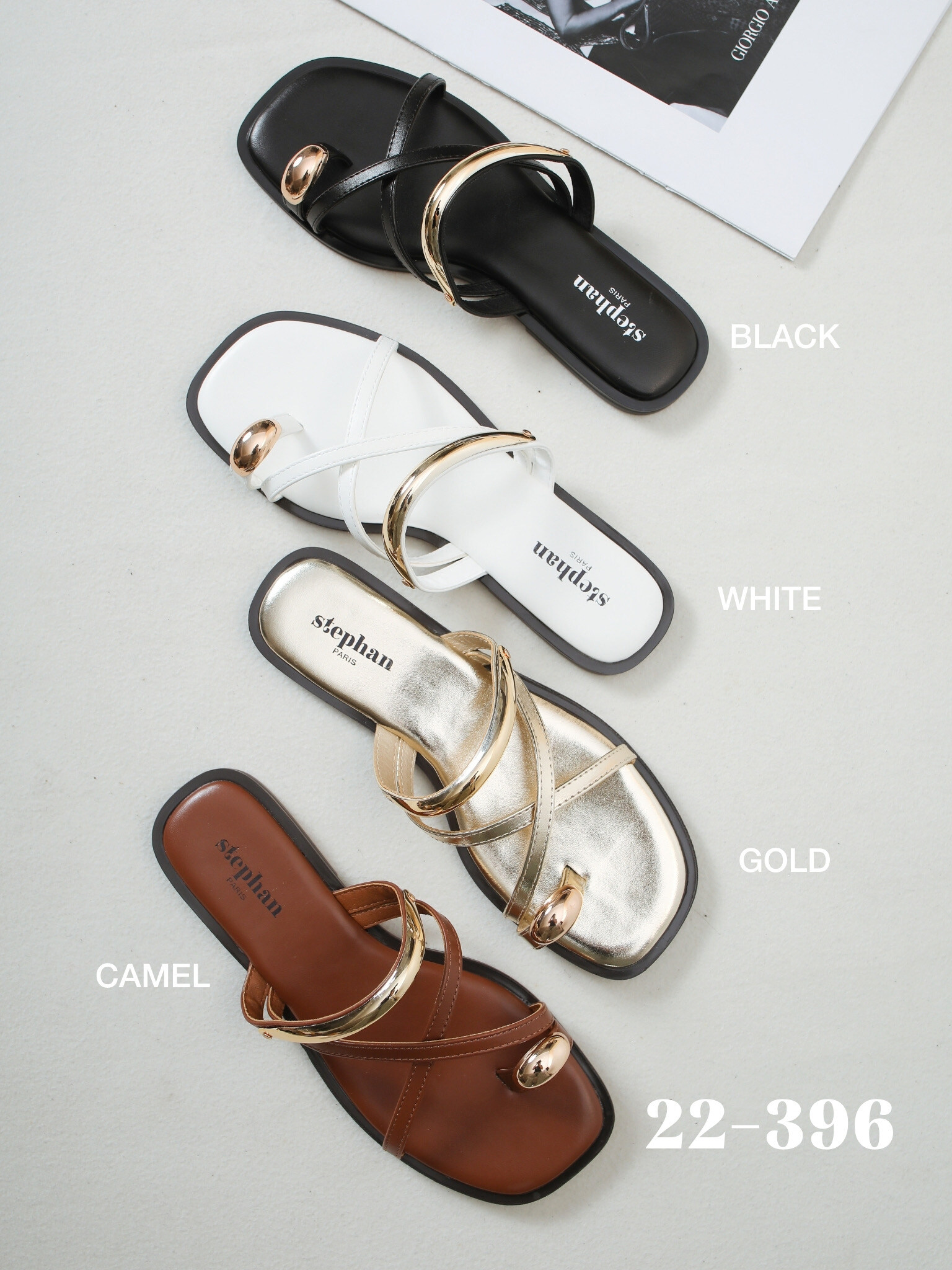 Wholesaler Stephan Paris - Flat sandals with crisscross straps and metallic detail